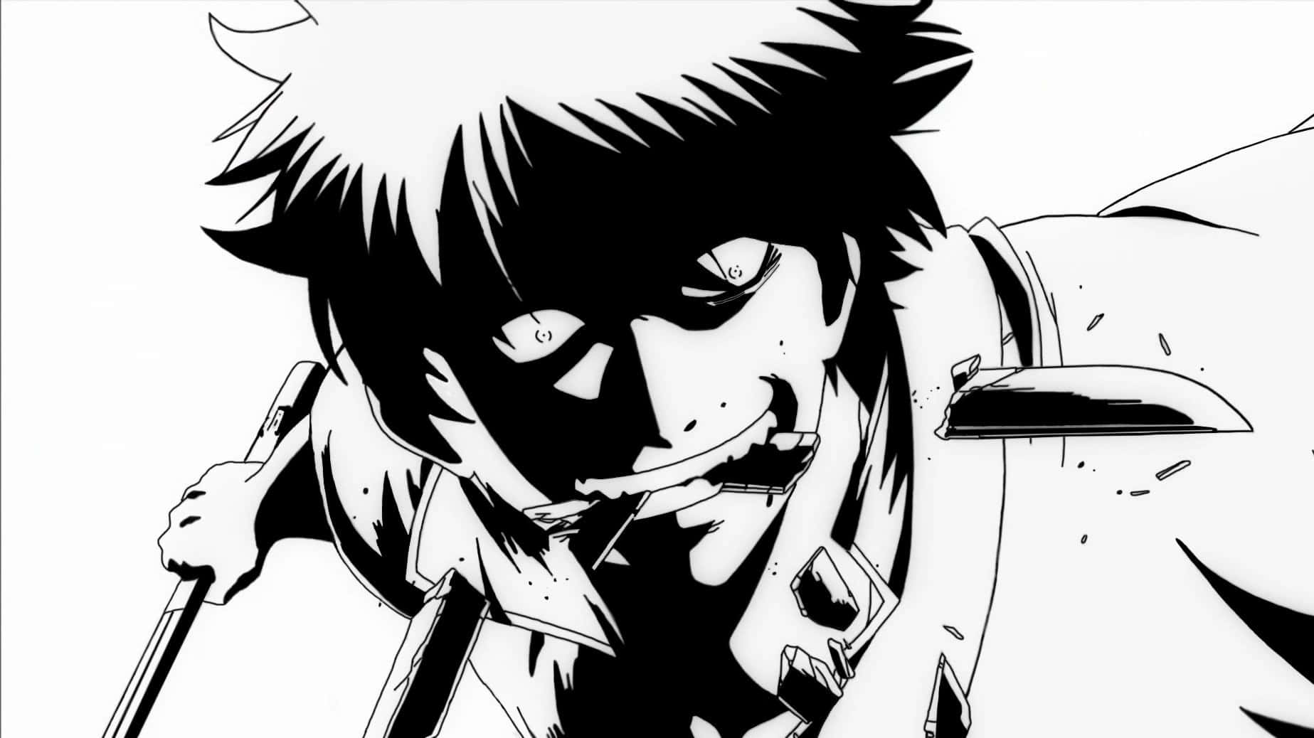 Gintama HD, black and white anime character, spiky hair, HD Desktop Wallpaper