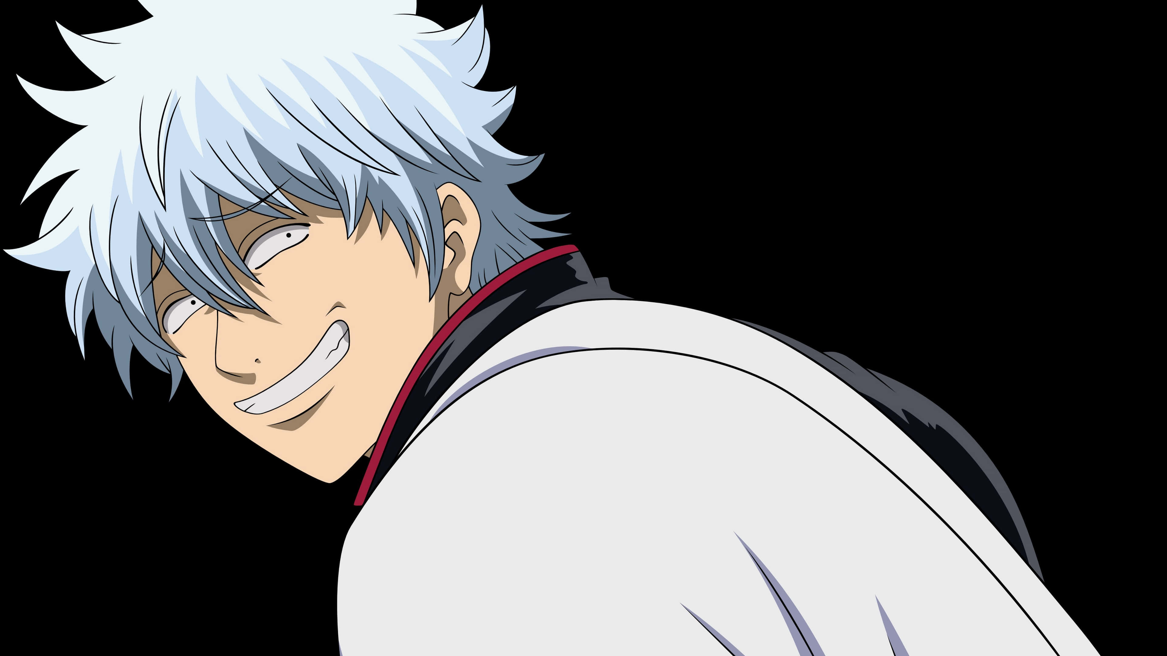 Gintama HD, spiky silver hair, wide grin, 4K Desktop Wallpaper