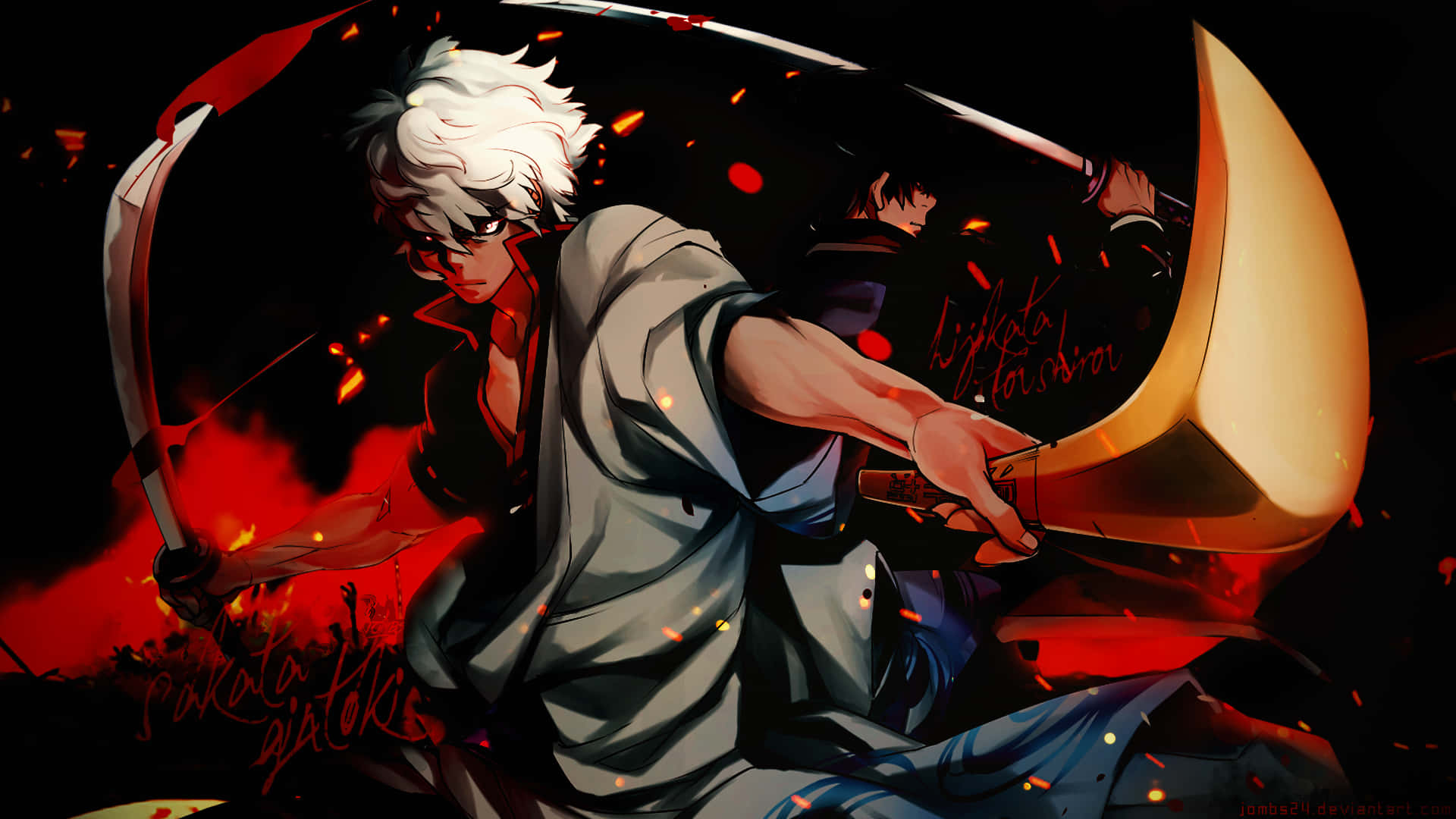 Gintama, silver-haired samurai, white-haired anime warrior, Full HD Desktop Wallpaper