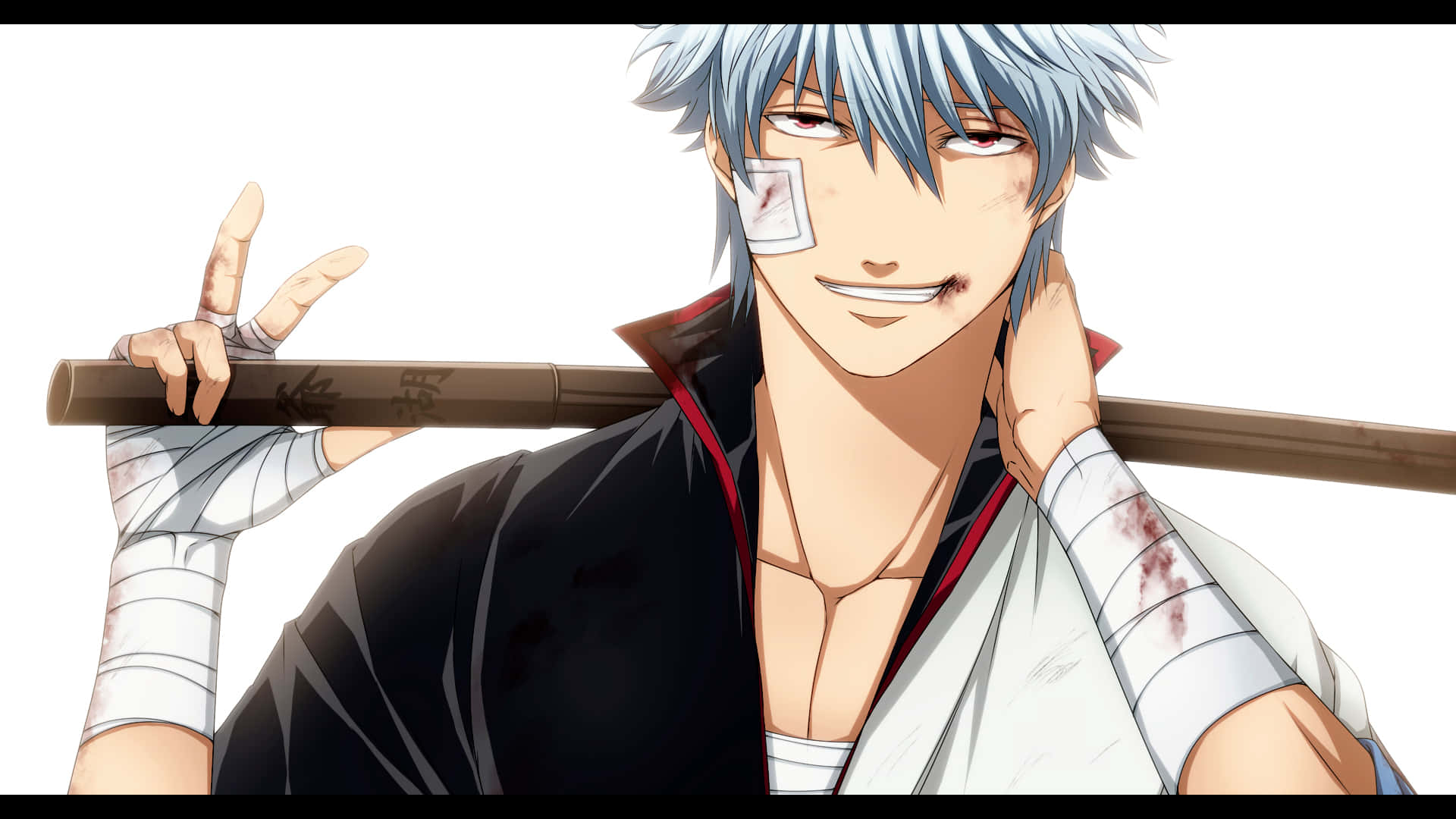 Gintama HD, silver hair, eye patch, Full HD Desktop Wallpaper