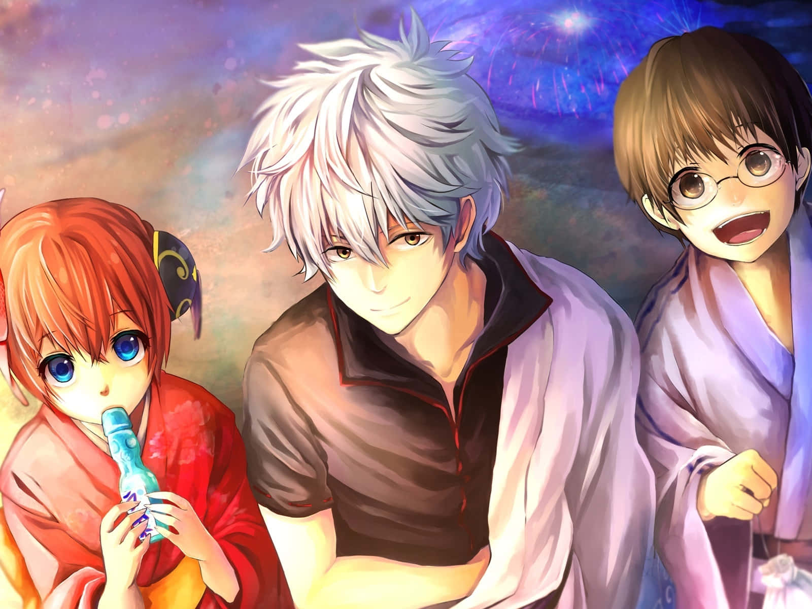 Gintama HD, anime characters, traditional robes, HD Desktop Wallpaper