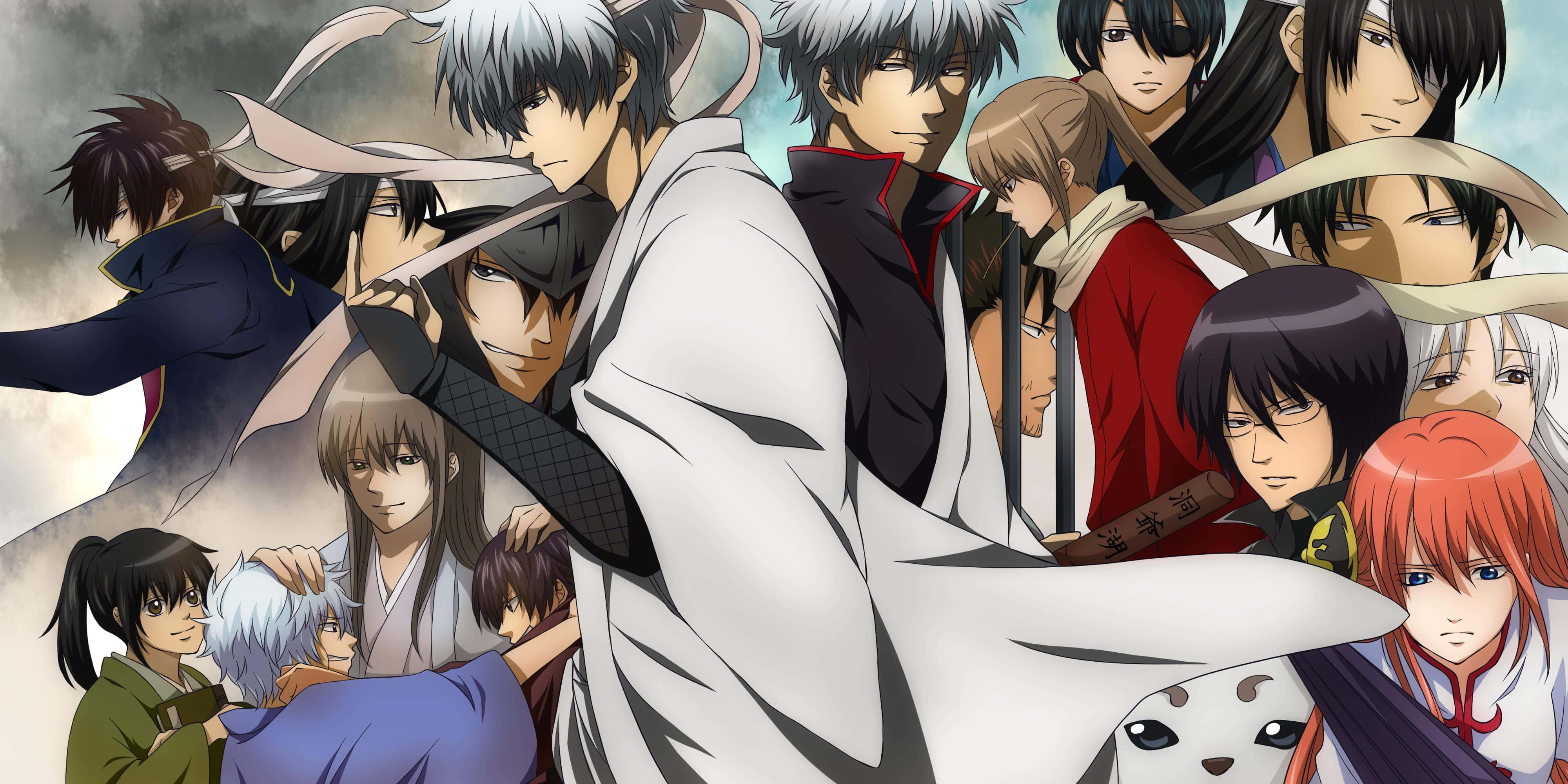 Gintama HD, anime group portrait, diverse characters, 4K Desktop Wallpaper