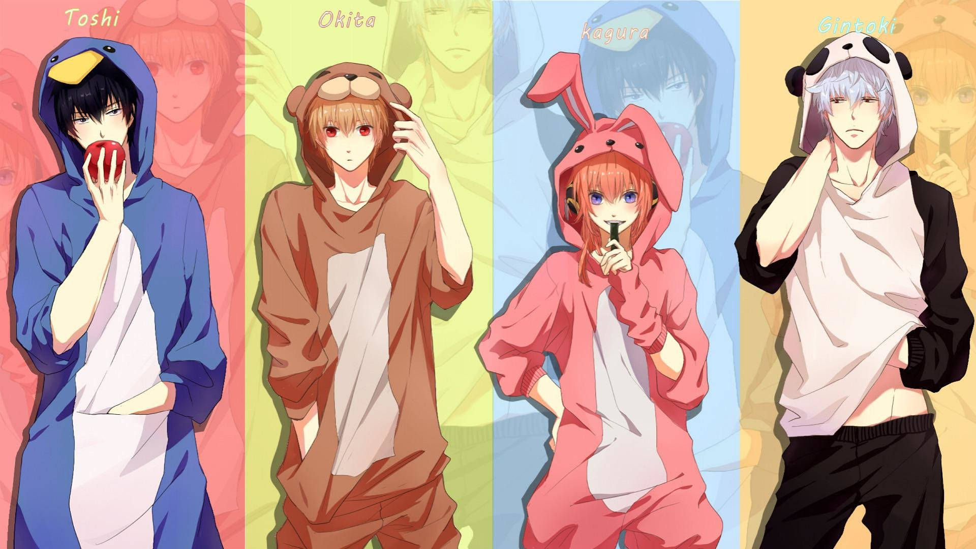 Gintama, Kagura, colorful animal onesies, Full HD Desktop Wallpaper
