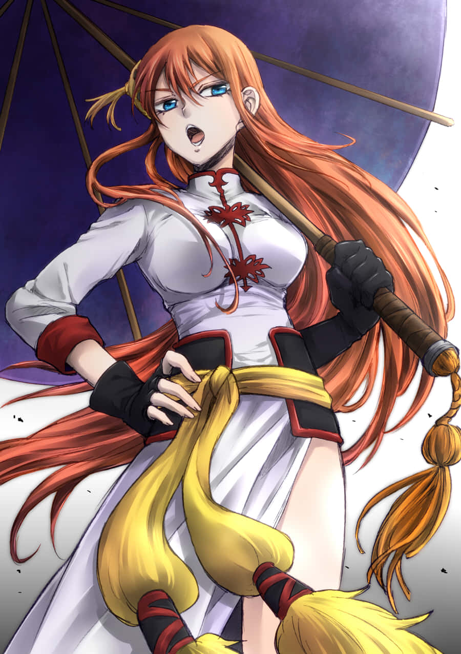 Kagura, Gintama, white and red attire, SD Phone Wallpaper