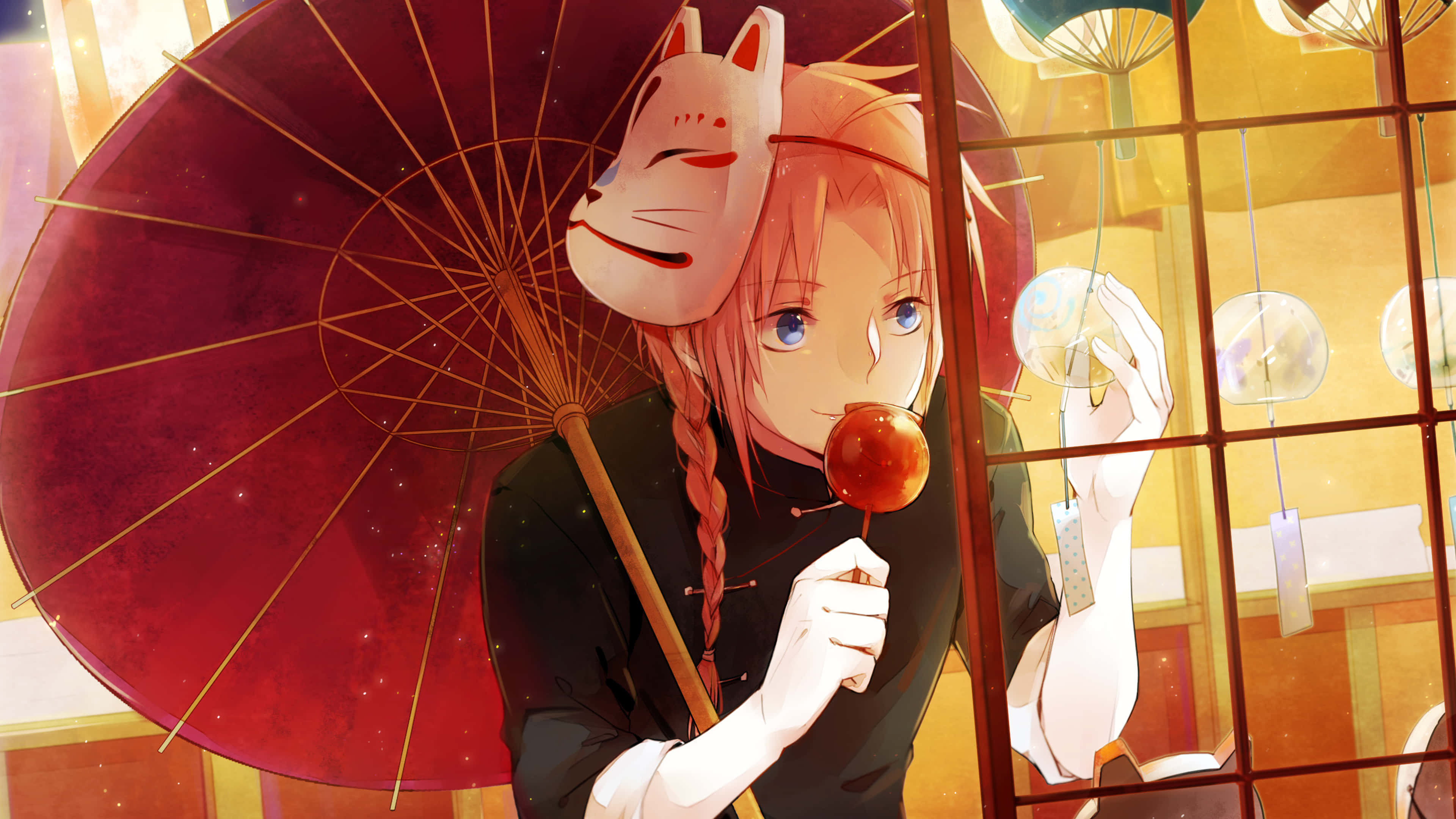 Kamui, Gintama, red-haired anime girl, 4K Desktop Wallpaper