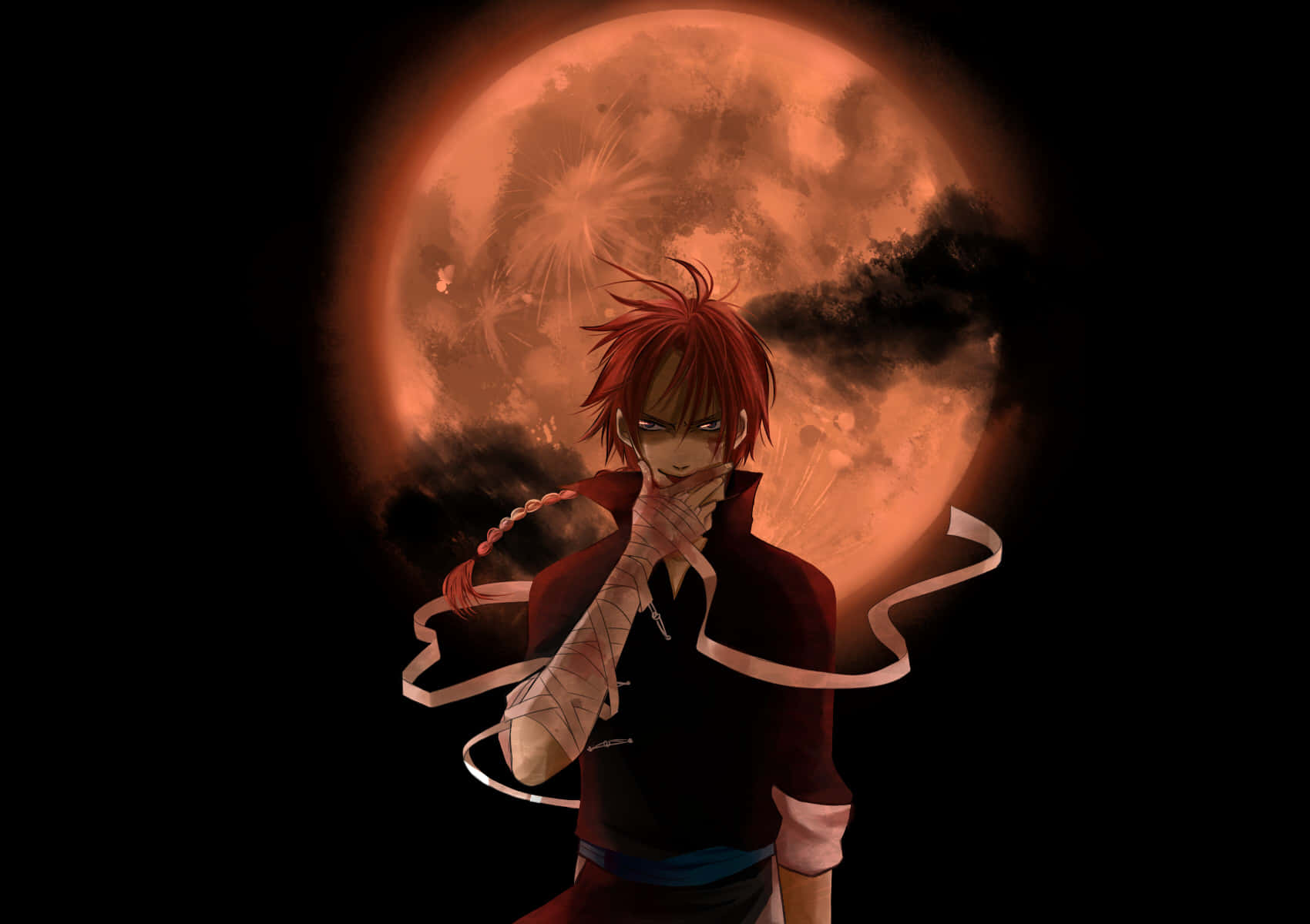 Gintama Kamui, red-haired anime character, bandaged arms, HD Desktop Wallpaper