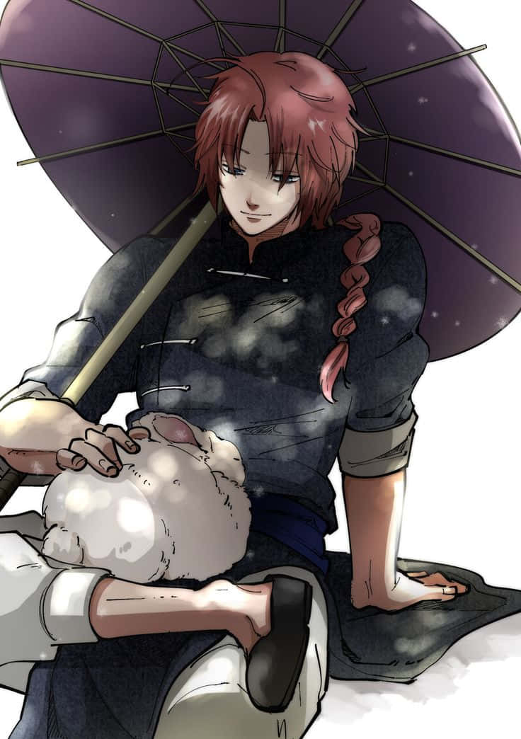 Kamui, Gintama, red-haired anime girl, SD Phone Wallpaper