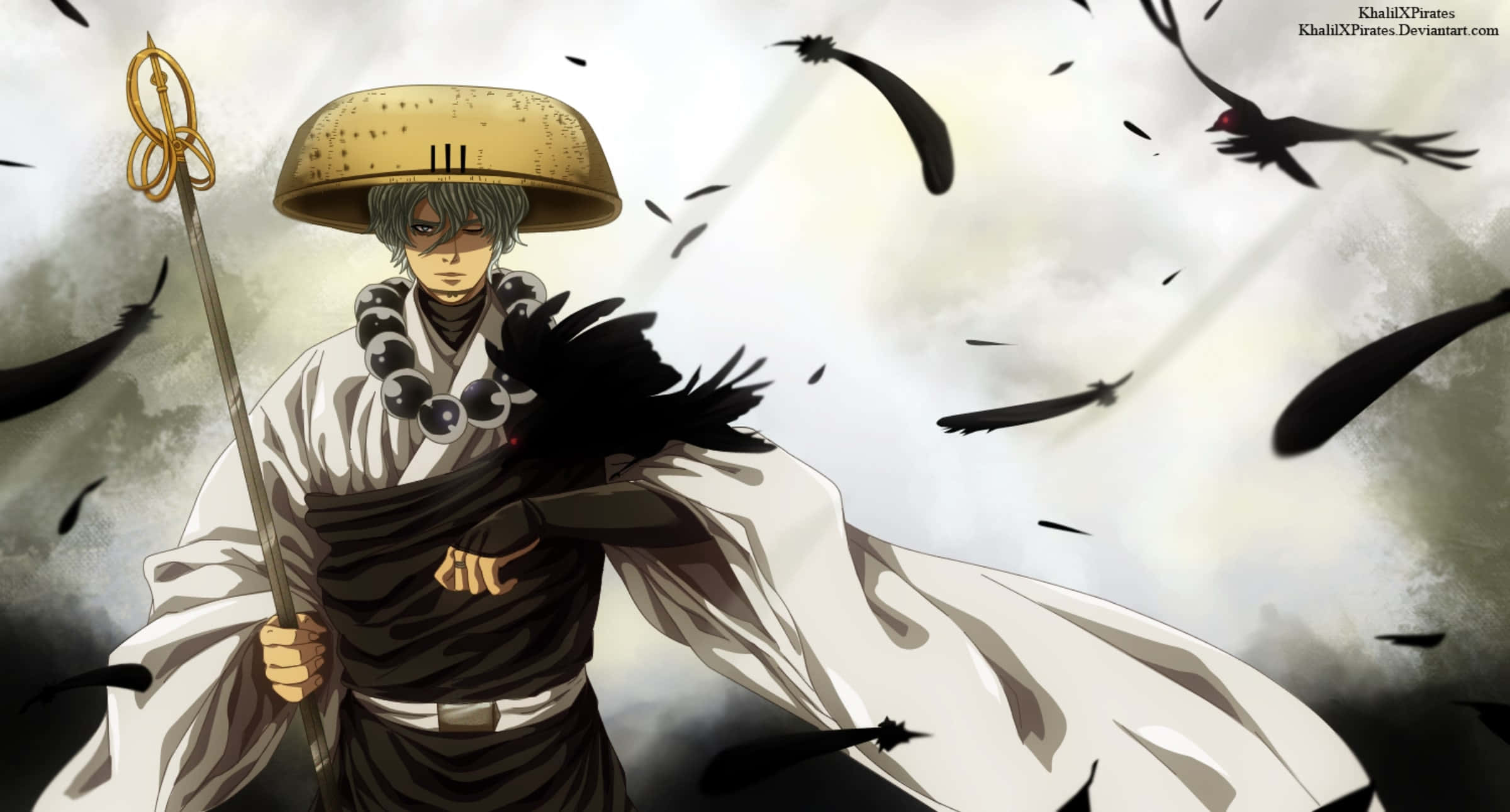 Gintama Oboro, anime warrior, wide-brimmed hat, Full HD Desktop Wallpaper