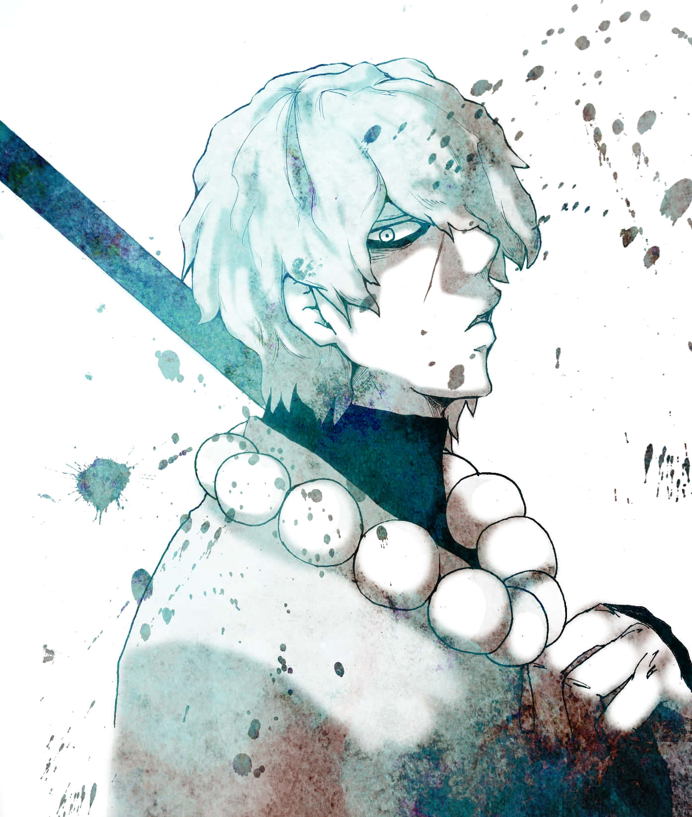 Gintama Oboro, watercolor anime character, pale hair, HD Phone Wallpaper