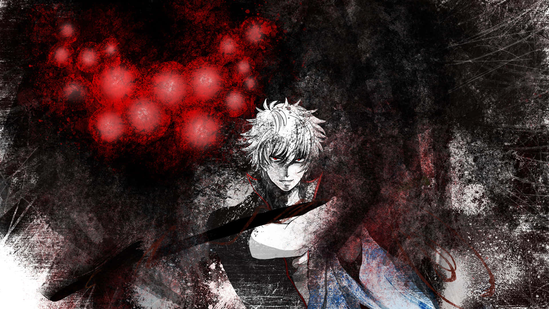 Gintama Oboro, spiky-haired anime character, red eyes, Full HD Desktop Wallpaper