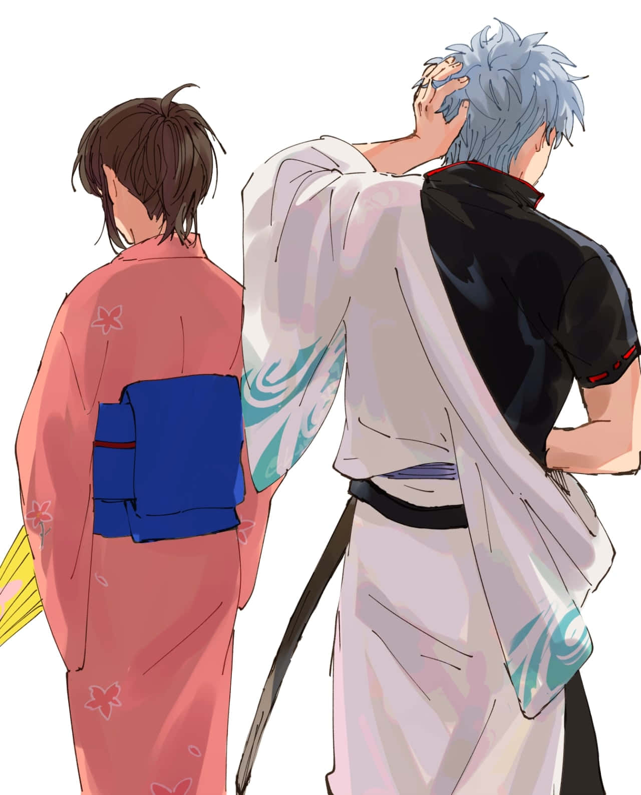 Gintama Characters, pink kimono, blue obi, HD Phone Wallpaper