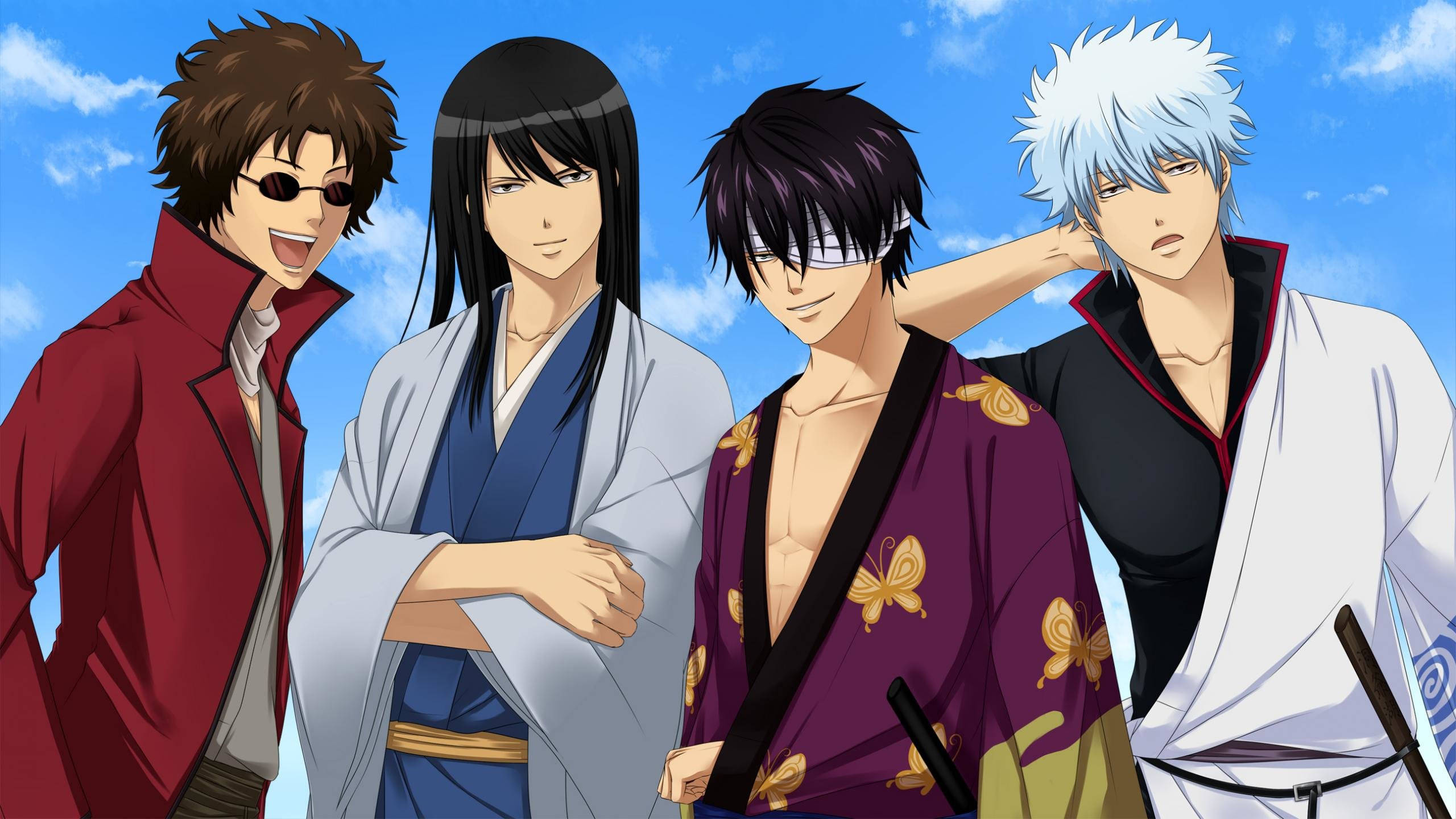 Gintama, characters, posing at camera, 2K Desktop Wallpaper
