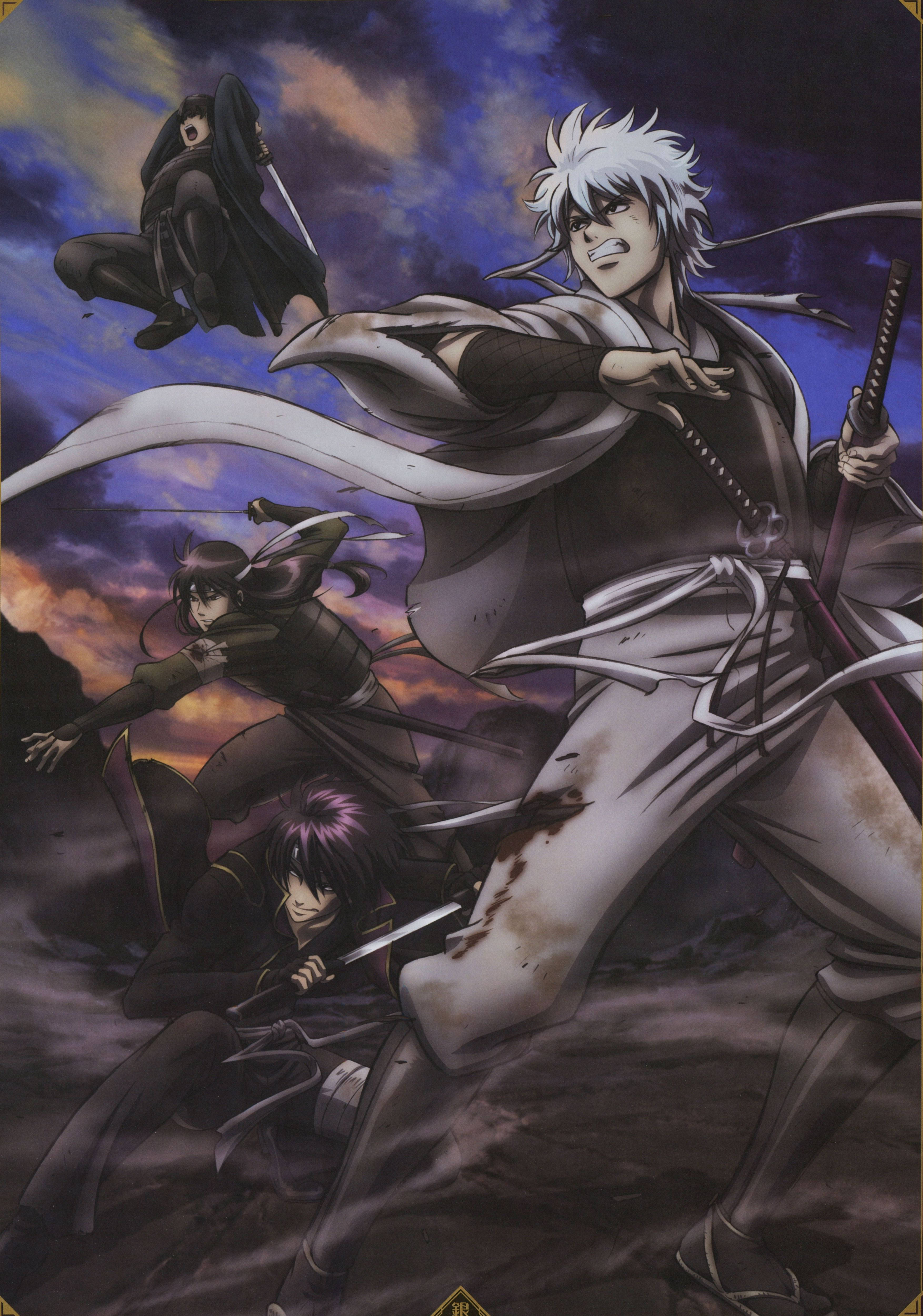 Gintama, characters, dramatic sunset, 4K Phone Wallpaper