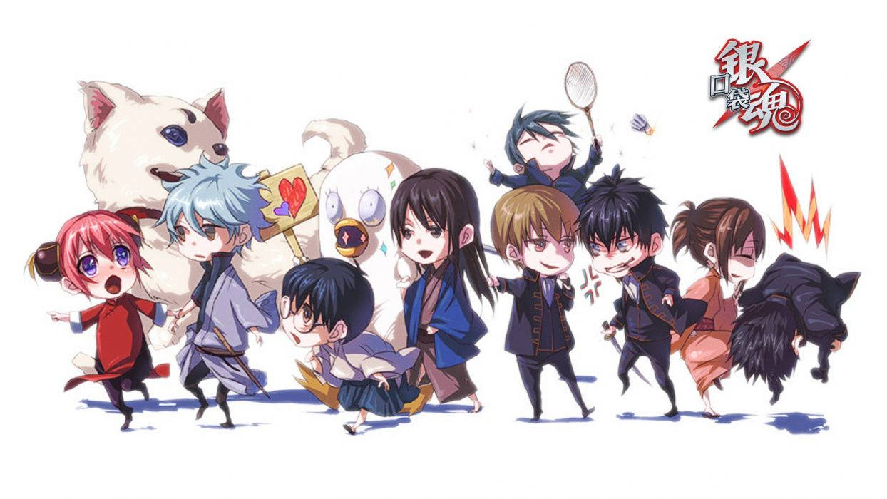 Gintama, chibi, anime characters, SD Desktop Wallpaper