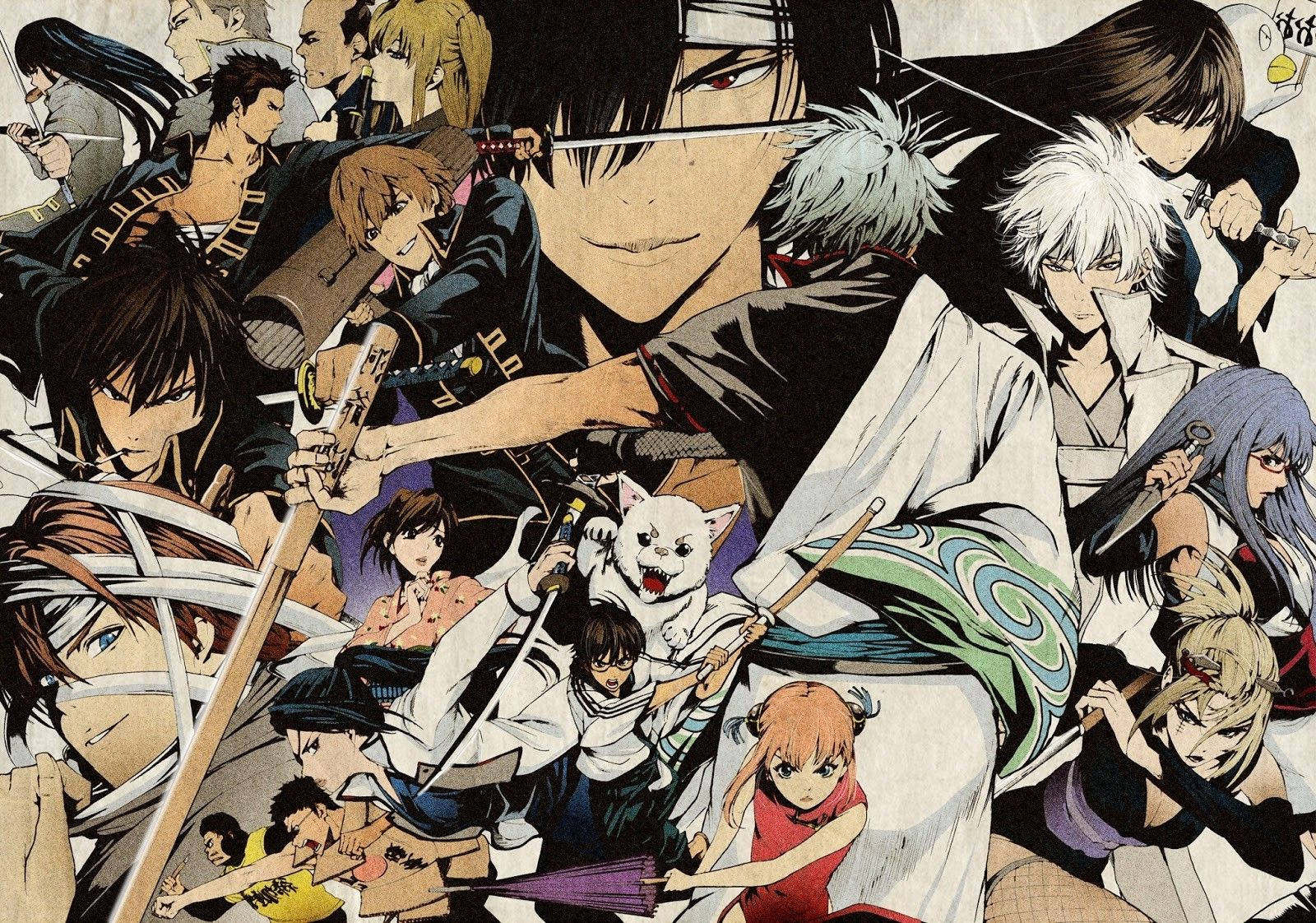 Gintama, samurai warriors, white fox spirit, HD Desktop Wallpaper