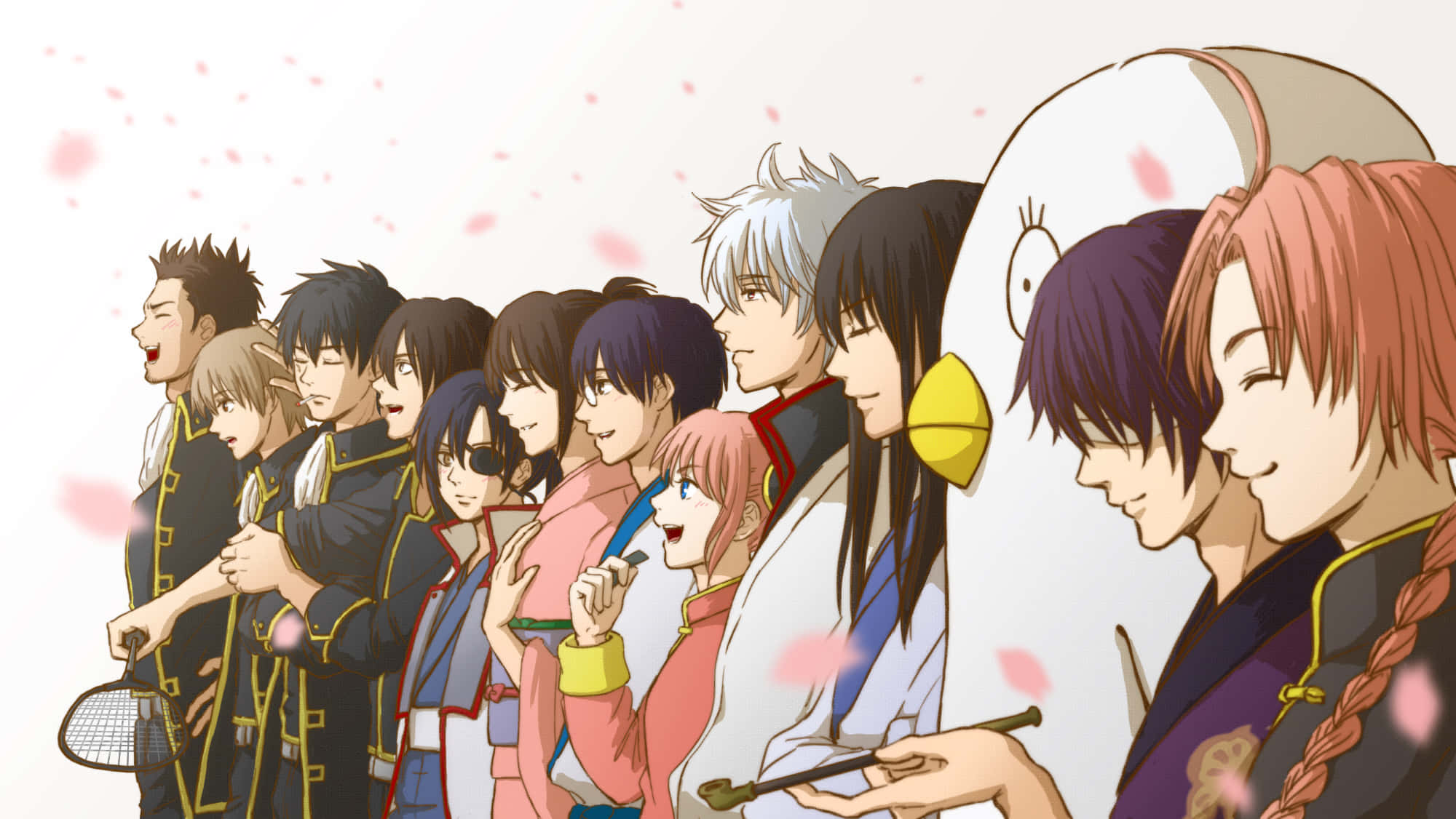 Gintama, anime characters, traditional Japanese attire, Full HD Desktop Wallpaper