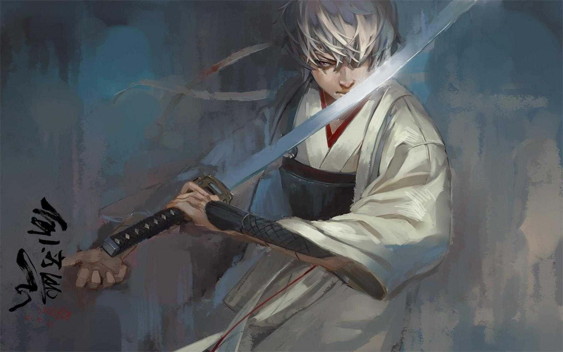 Gintoki Sakata, the Eccentric Samurai, katana, Full HD Desktop Wallpaper