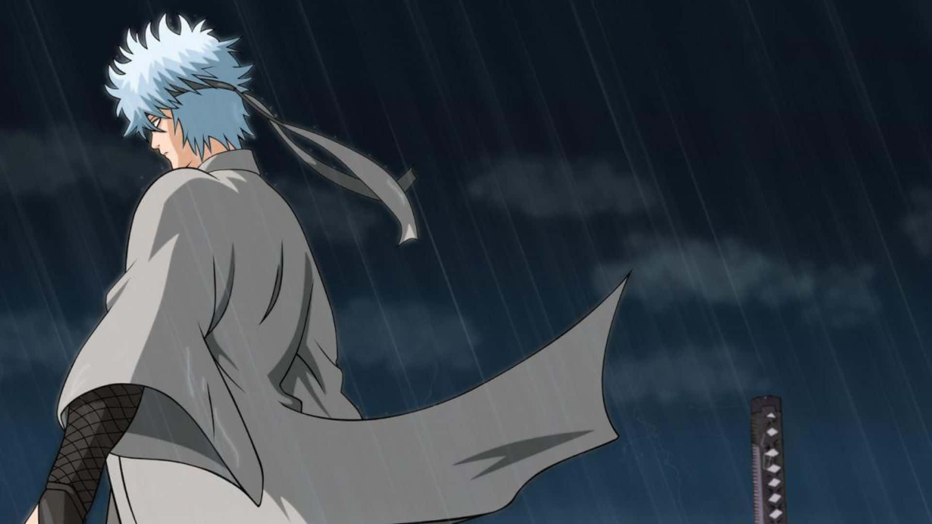 Gintoki Sakata, silver-haired, anime warrior, Full HD Desktop Wallpaper