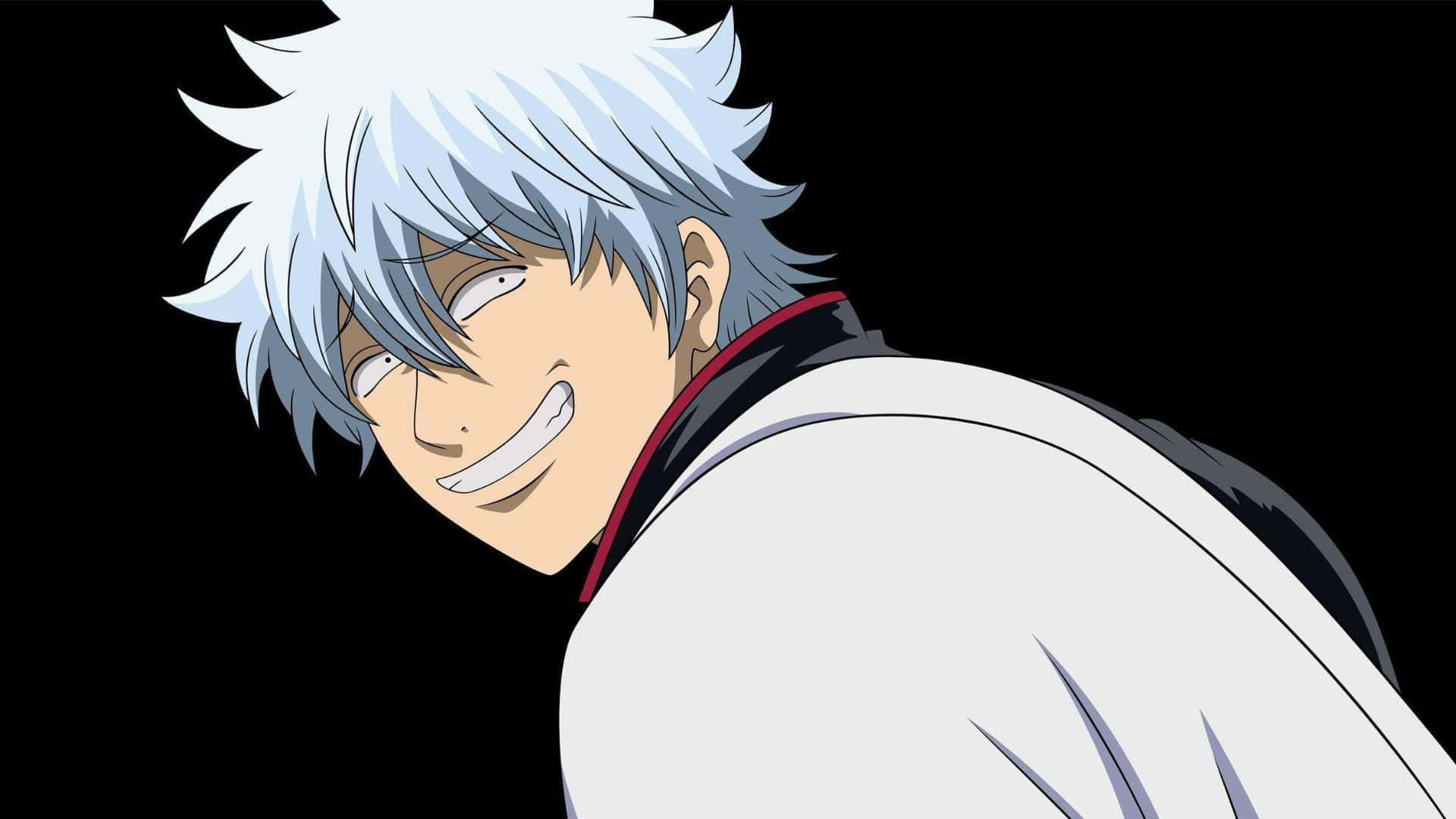 Gintoki Sakata, spiky silver hair, wide grin, Full HD Desktop Wallpaper