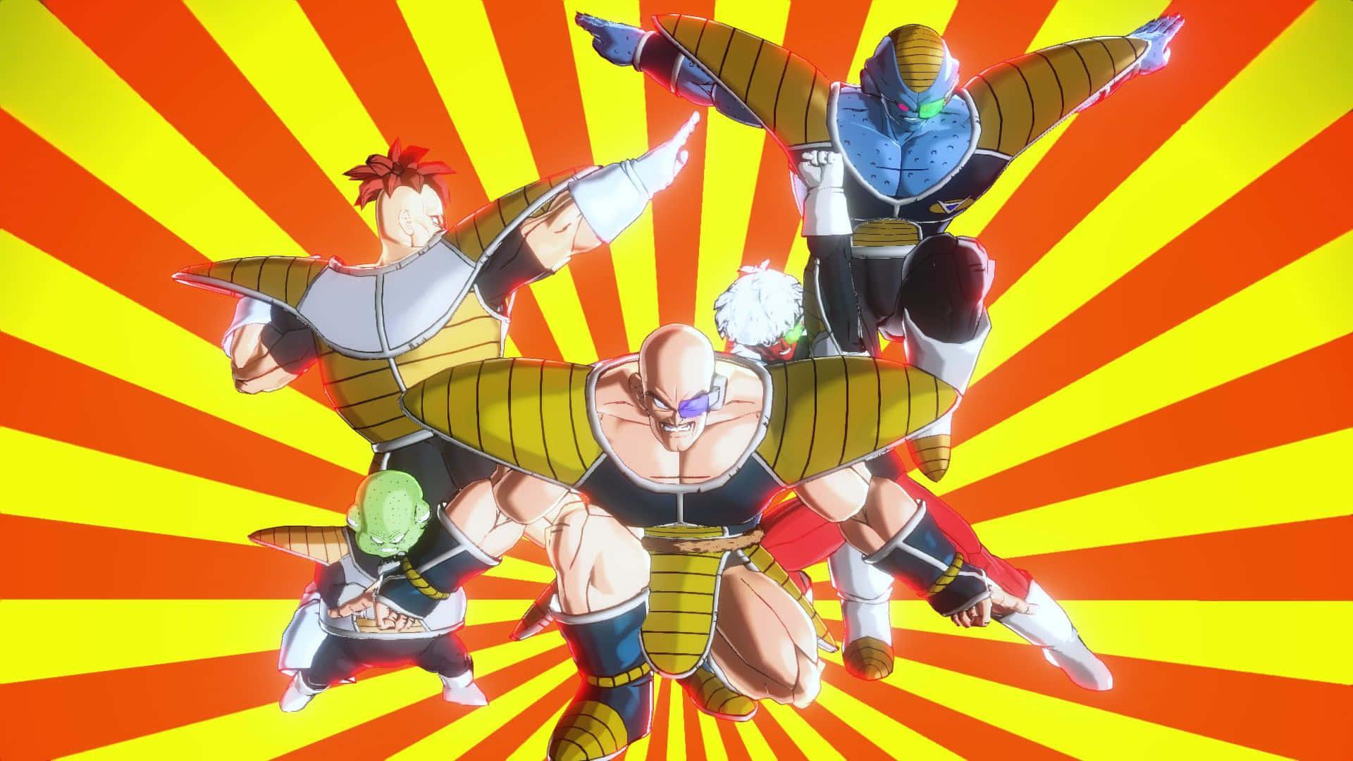 Ginyu Force, golden armor, fiery orange and yellow sunburst, Full HD Desktop Wallpaper