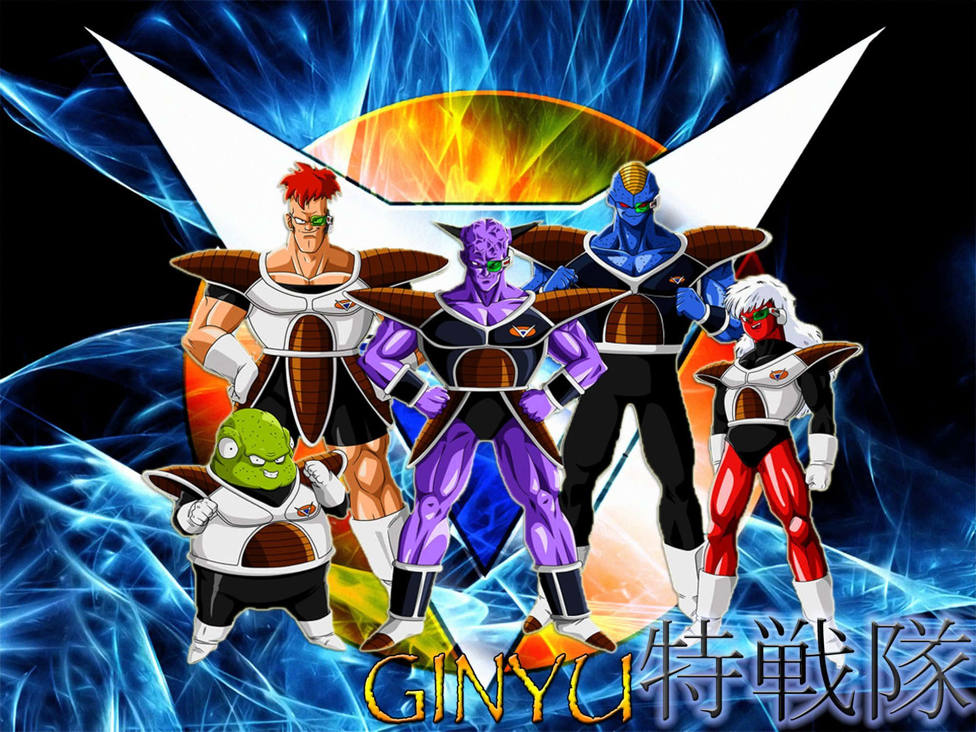 Ginyu Force, cosmic blue, orange energy, Full HD Desktop Wallpaper