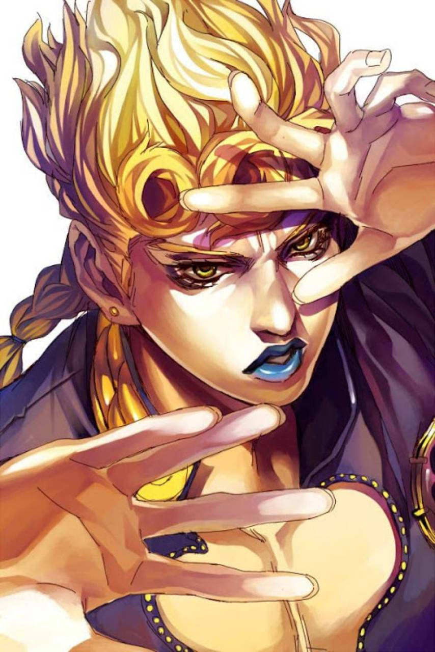Giorno Giovanna, spiky blonde hair, blue lips, HD Phone Wallpaper