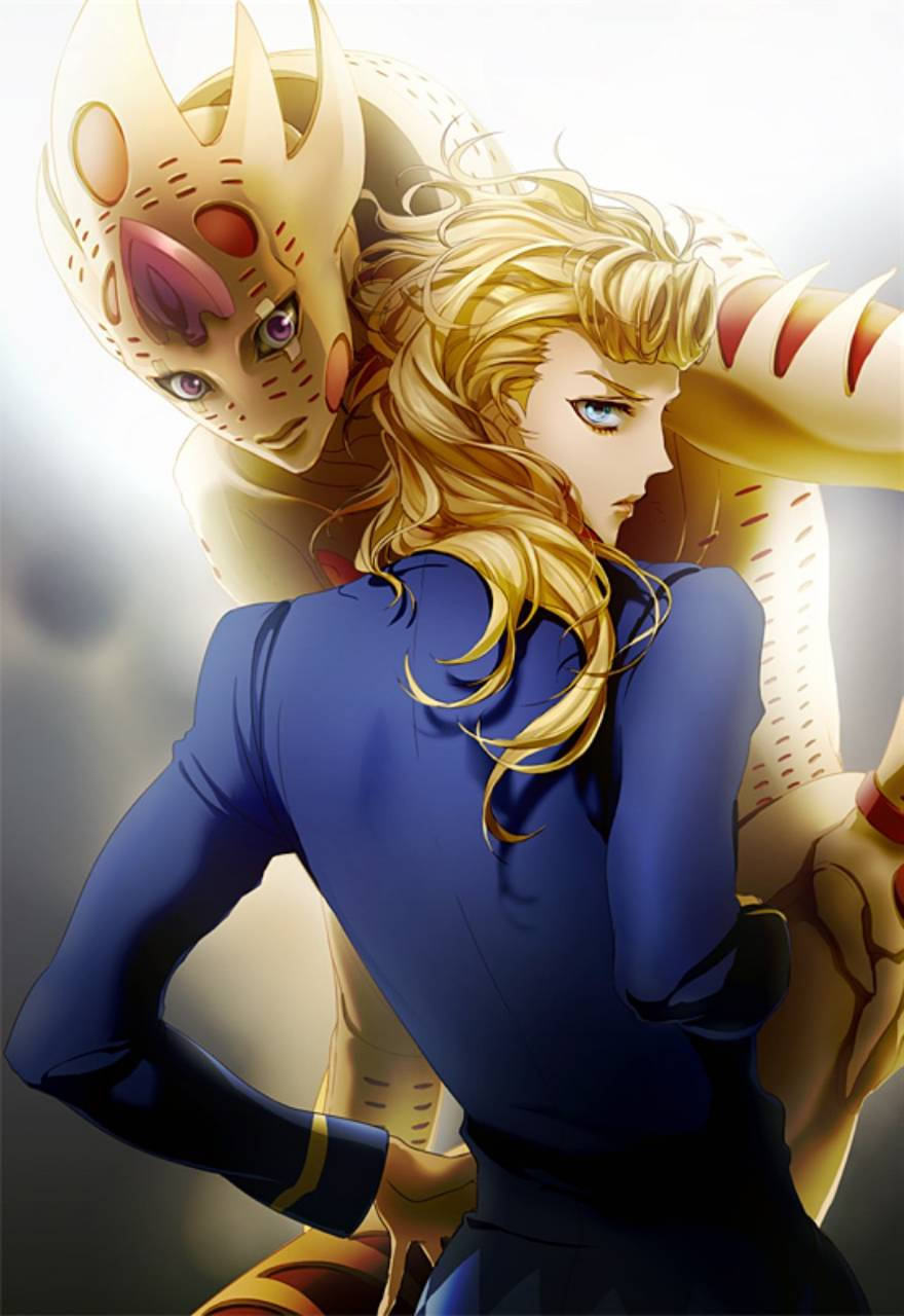 Giorno Giovanna, blonde anime character, blue suit, HD Phone Wallpaper