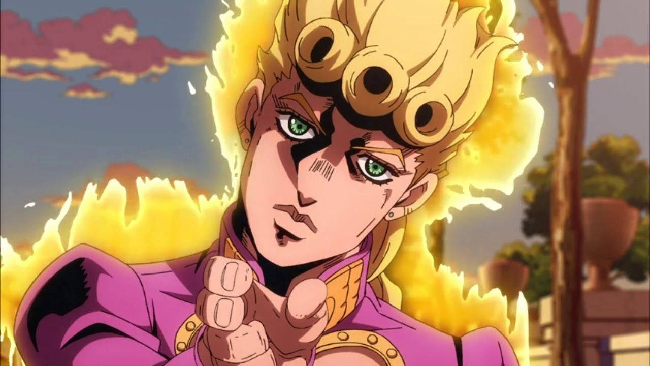 Giorno Giovanna, fiery-haired, purple outfit, HD Desktop Wallpaper