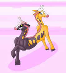 Girafarig, spotted patterns, soft pink gradient background, SD Phone Wallpaper