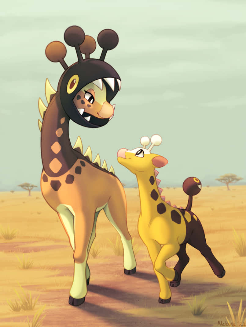 Girafarig, savanna, sunlit, SD Phone Wallpaper