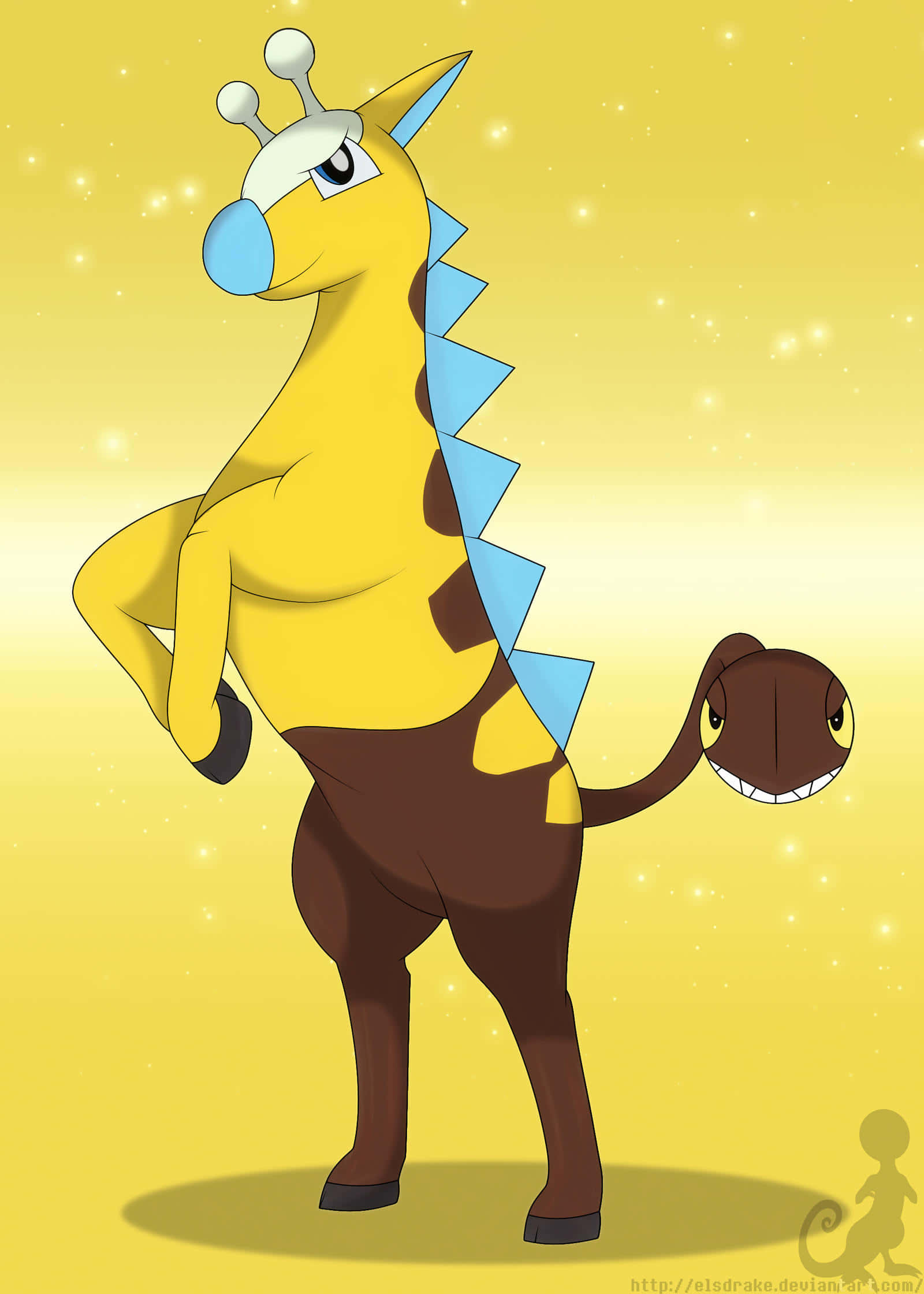 Girafarig, yellow, brown, Full HD Phone Wallpaper
