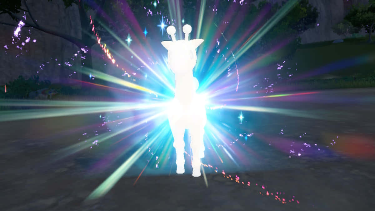 Girafarig, glowing white silhouette, forest, SD Desktop Wallpaper