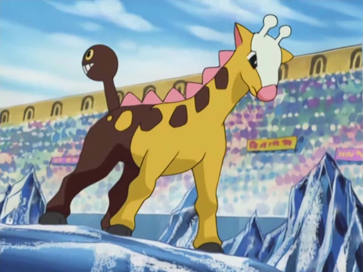 Girafarig, brown spots, pink spikes, SD Desktop Wallpaper