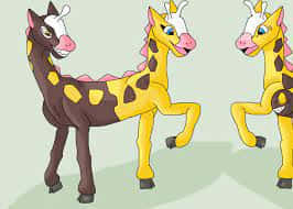 Girafarig, spotted patterns, pink cheeks, SD Desktop Wallpaper