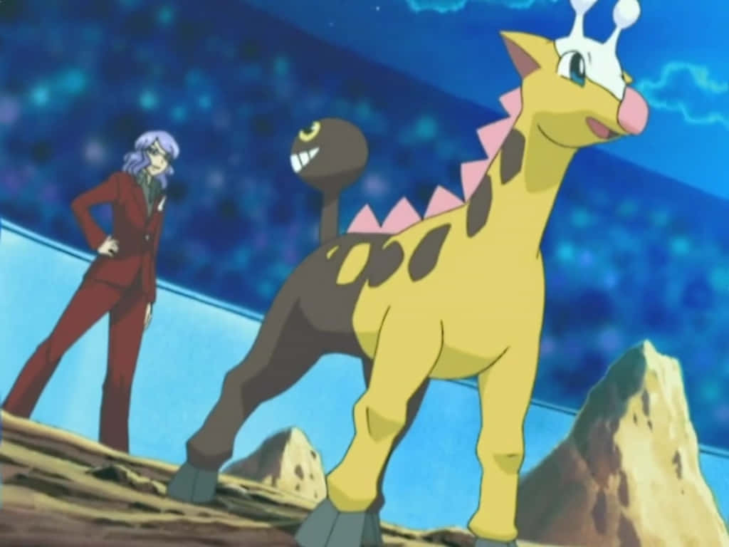 Girafarig, yellow, pink spikes, SD Desktop Wallpaper