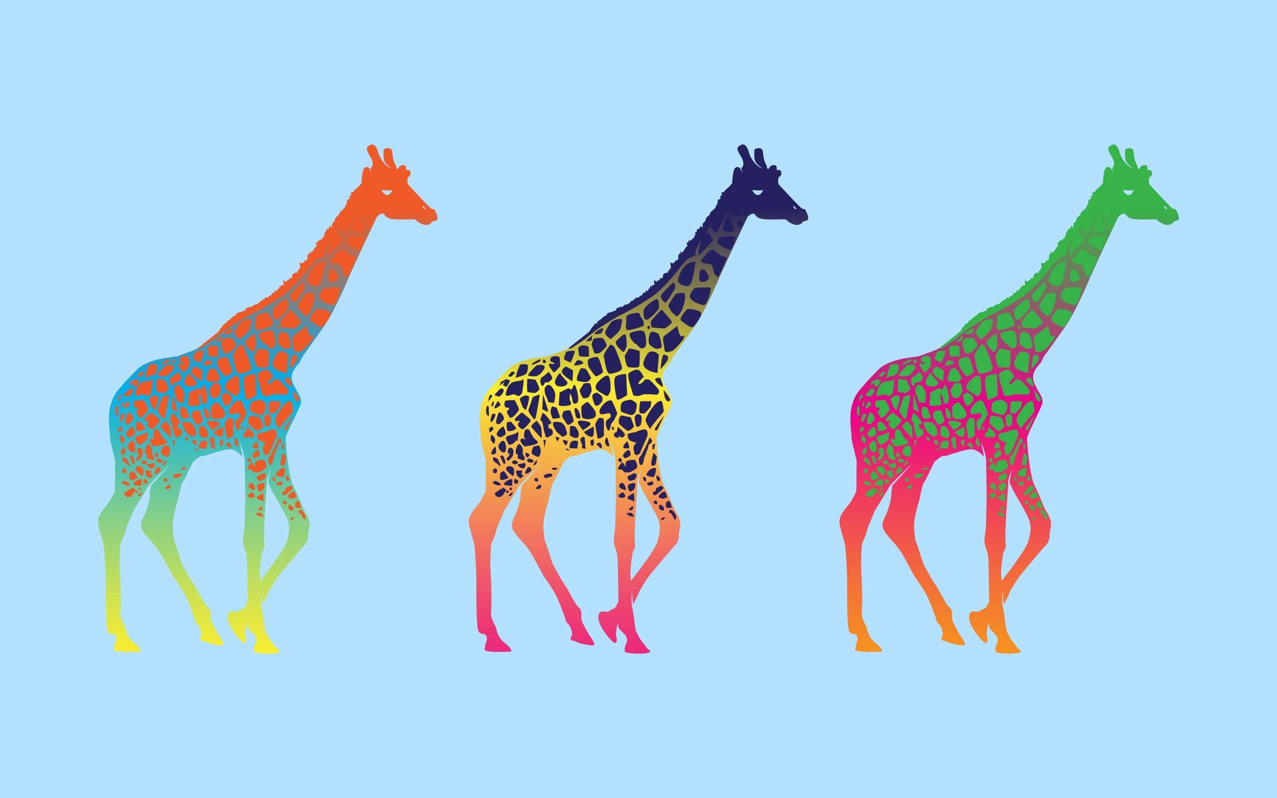 colorful giraffes, stylized giraffes, vibrant gradient patterns, 2K Desktop Wallpaper