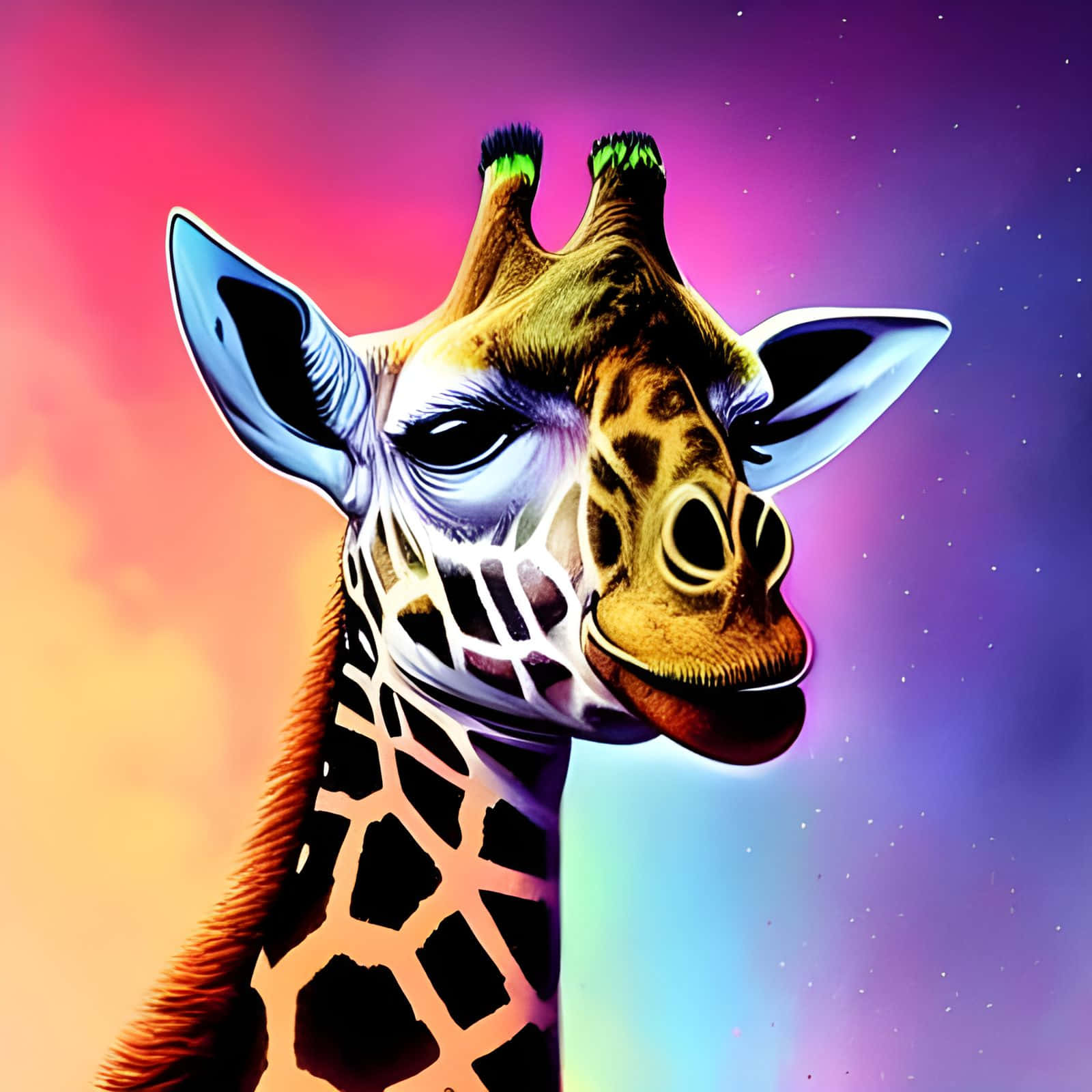 giraffe, glowing eyes, neon highlights, HD Desktop Wallpaper