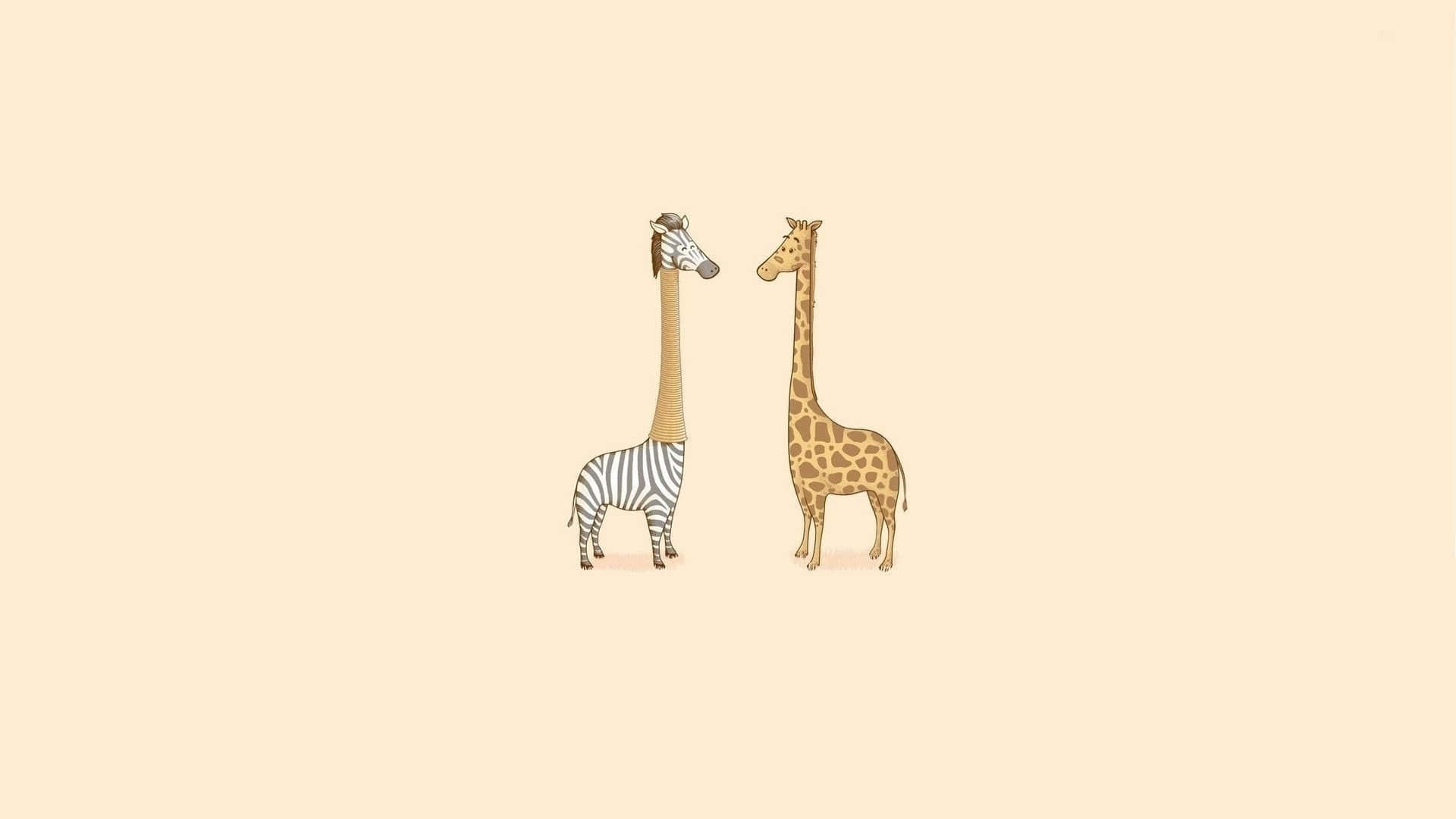 Funny Giraffe, Zebra, whimsical illustration, Full HD Desktop Wallpaper