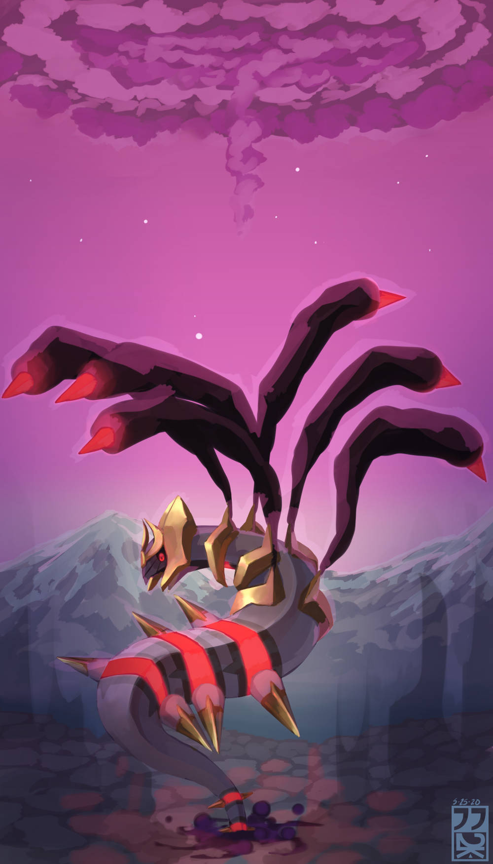 Giratina, dark purple, gold, HD Phone Wallpaper
