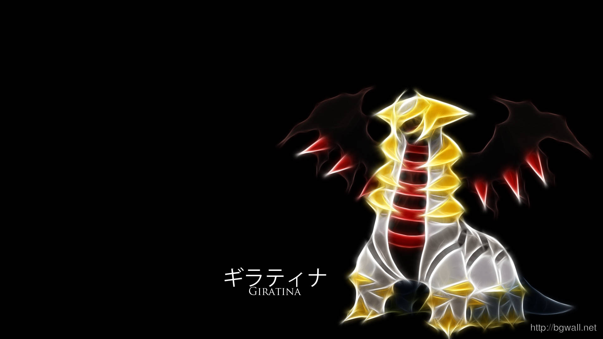 Giratina, neon art, yellow red and white geometric patterns, Full HD Desktop Wallpaper