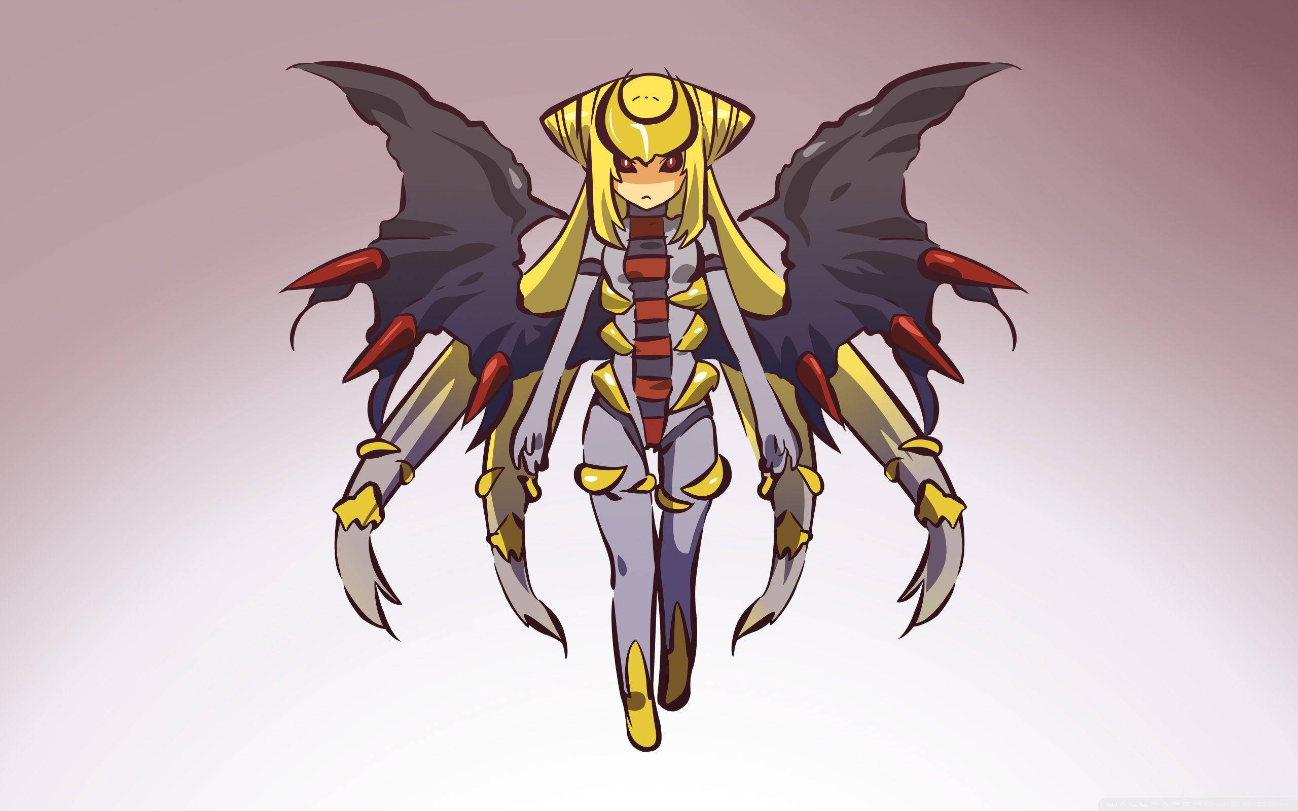 Giratina, anime girl, golden hair, 2K Desktop Wallpaper