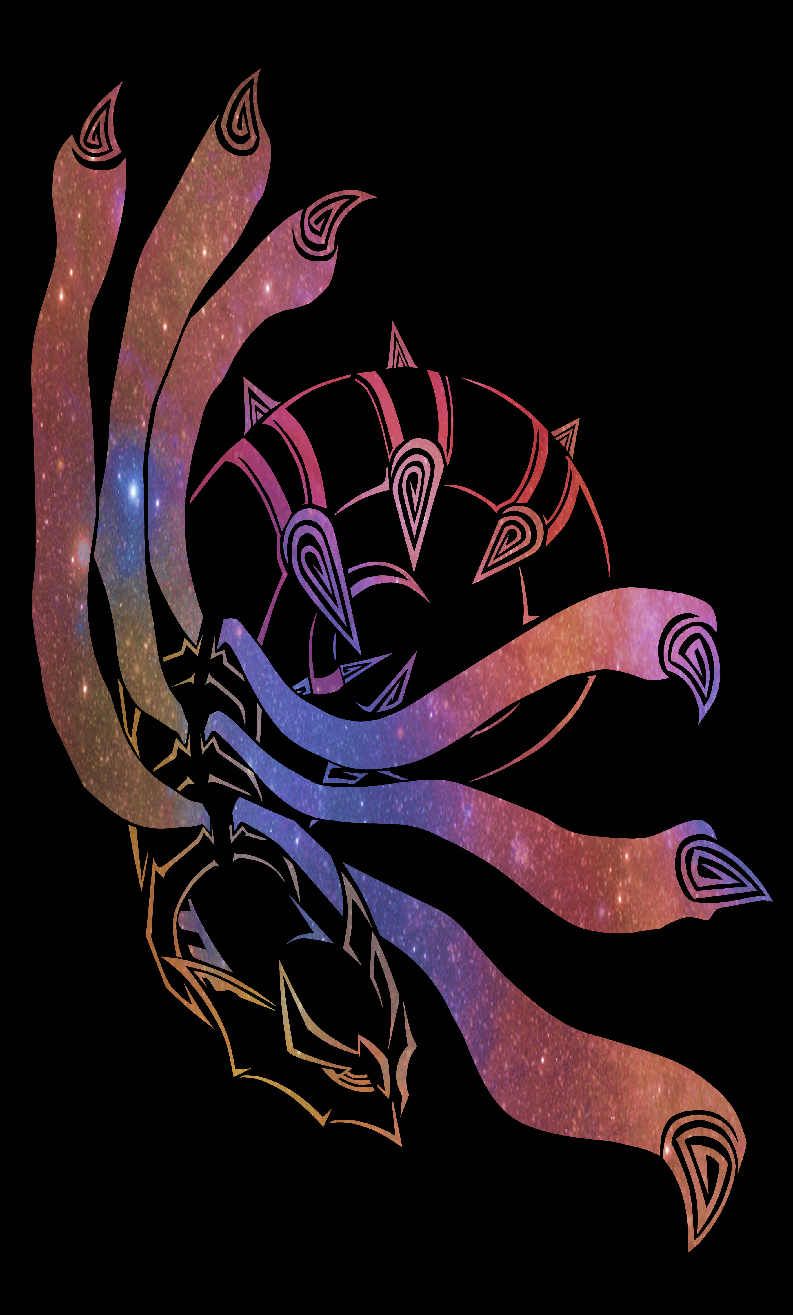 Giratina, starry nebula, flowing tentacles, 4K Phone Wallpaper