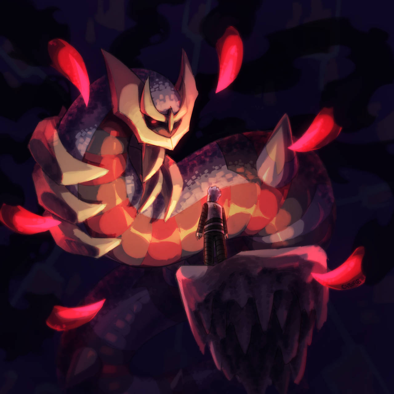 Giratina, red, orange, HD Desktop Wallpaper
