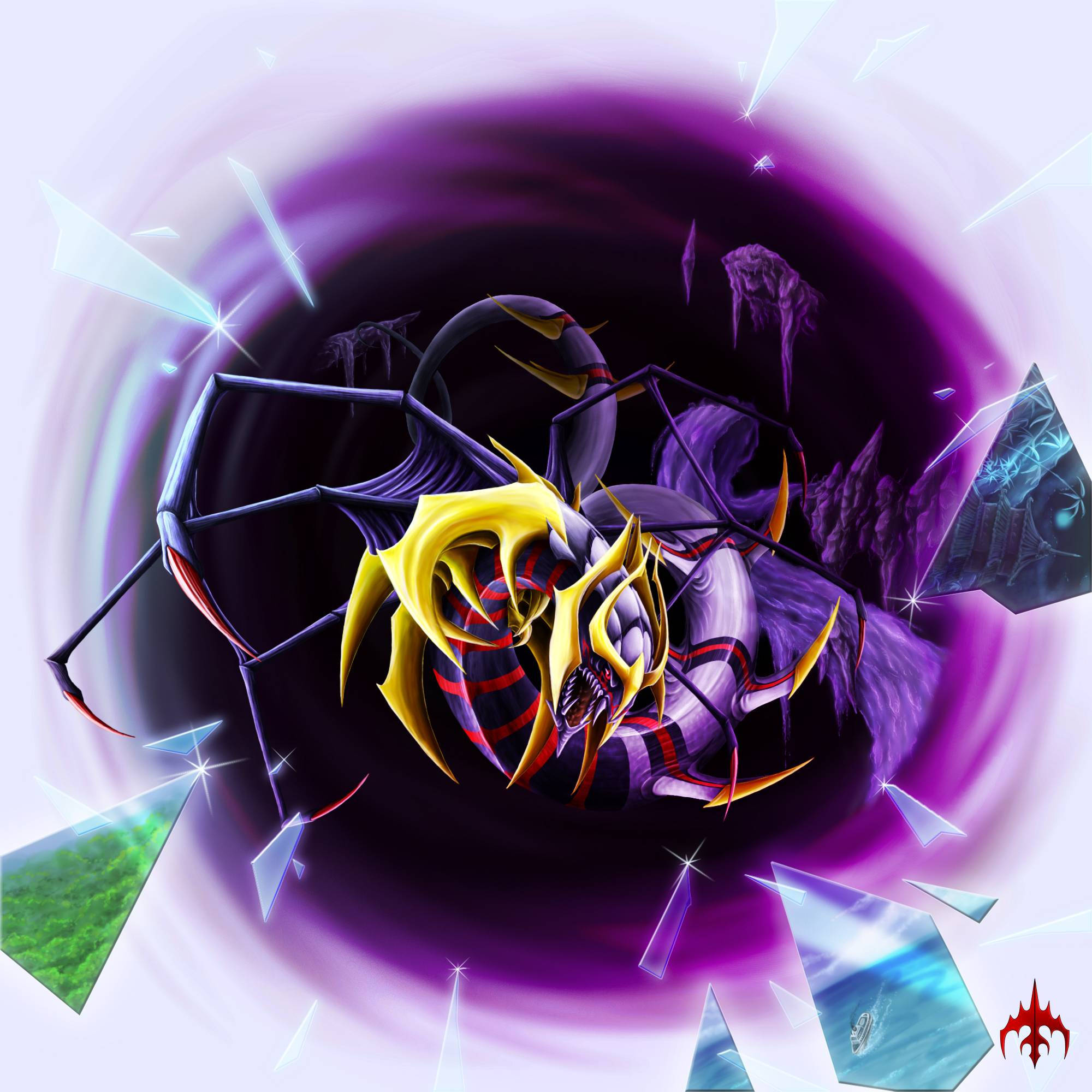 Giratina, purple, gold, Full HD Desktop Wallpaper