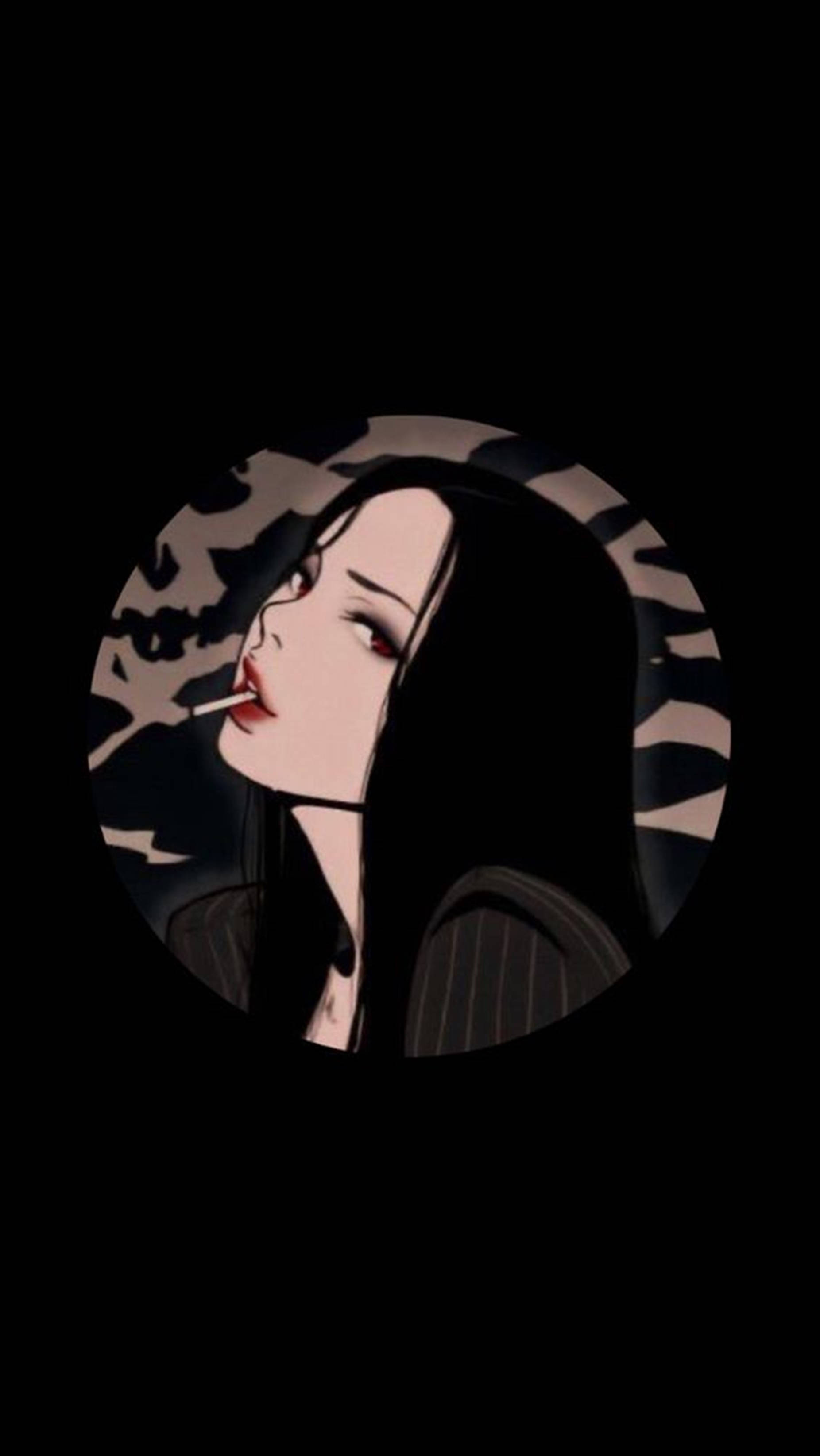 Smoking Girl Baddie, anime woman, long black hair, 2K Phone Wallpaper