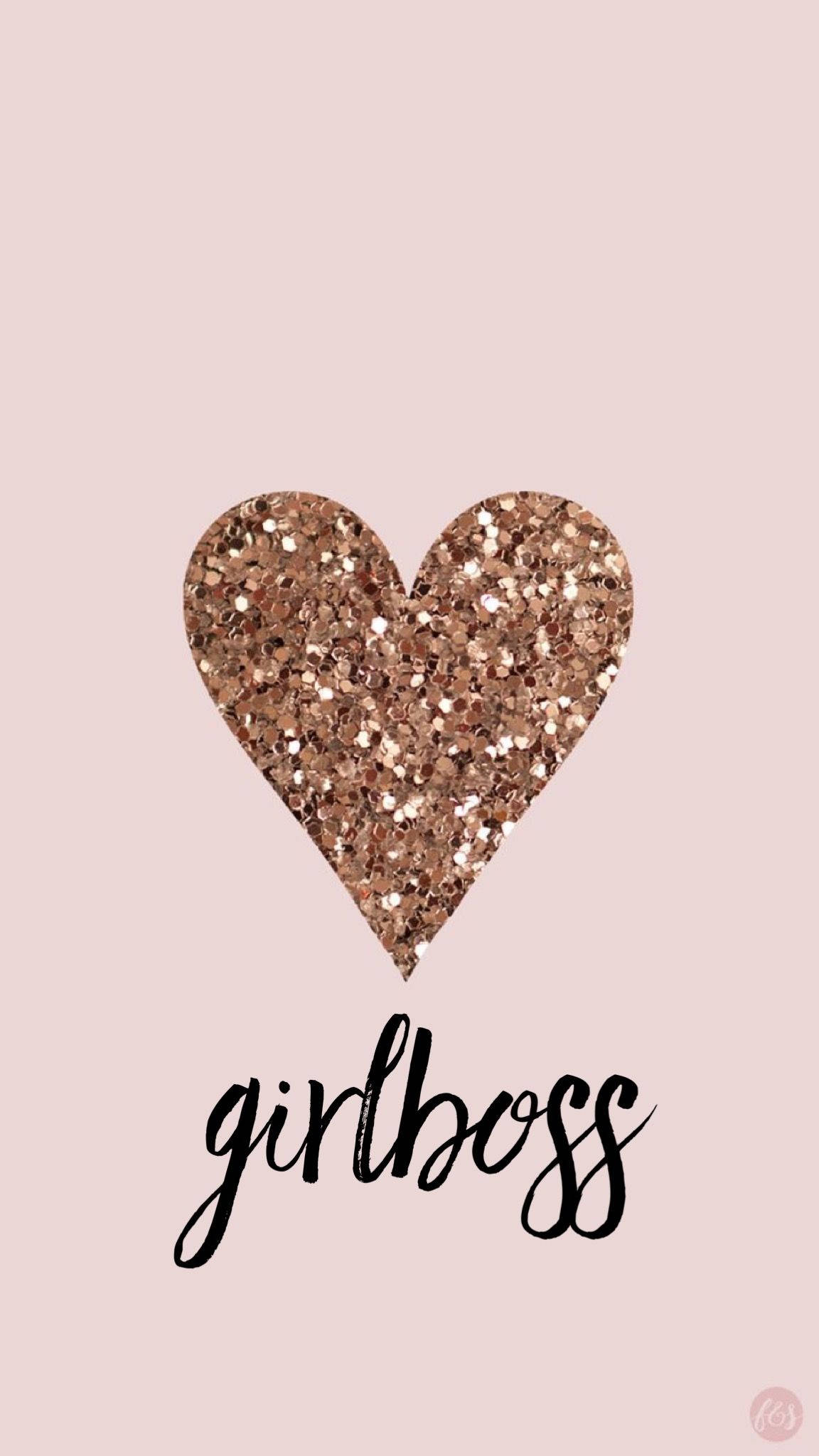 rose gold glitter heart, soft blush background, girlboss, Full HD Phone Wallpaper