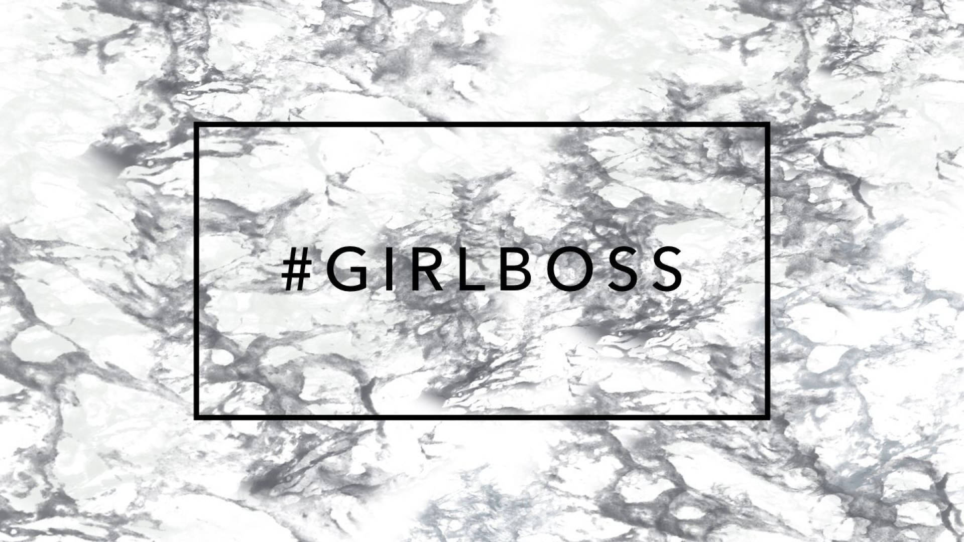 Girl Boss, white marble, black rectangle, Full HD Desktop Wallpaper
