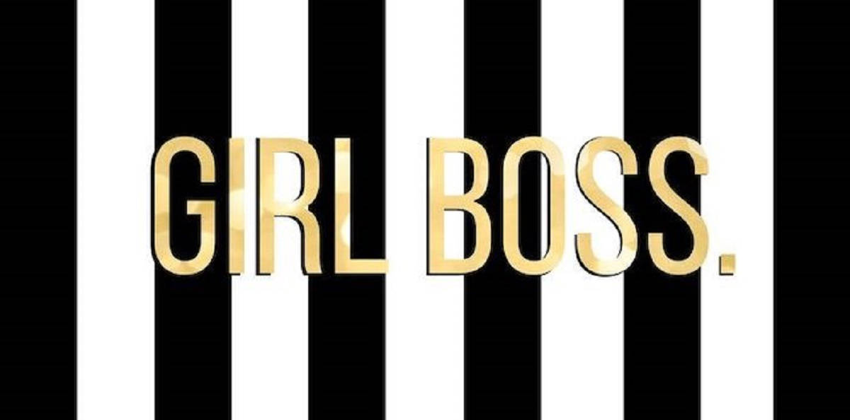 Girl Boss, stripe pattern, gold, SD Desktop Wallpaper