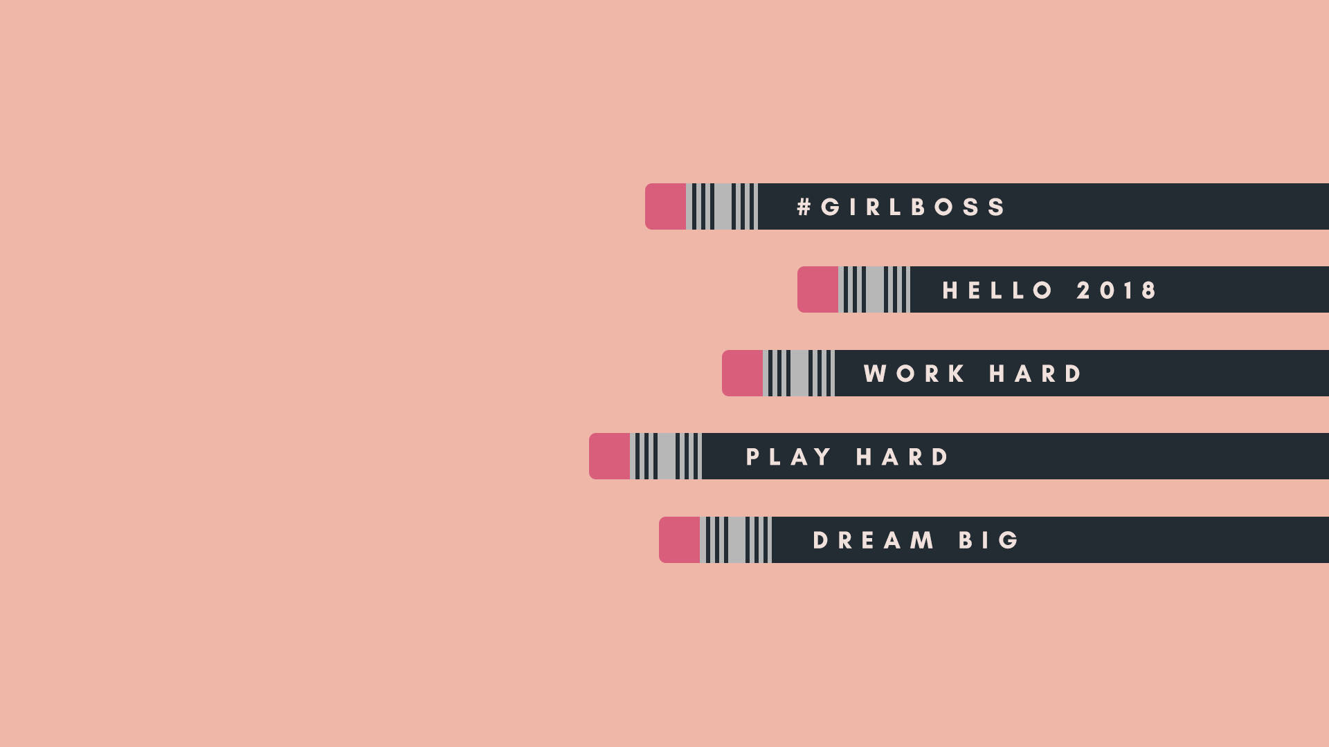 Girl Boss 2018 Poster, pink background, five stylized pencils, Full HD Desktop Wallpaper