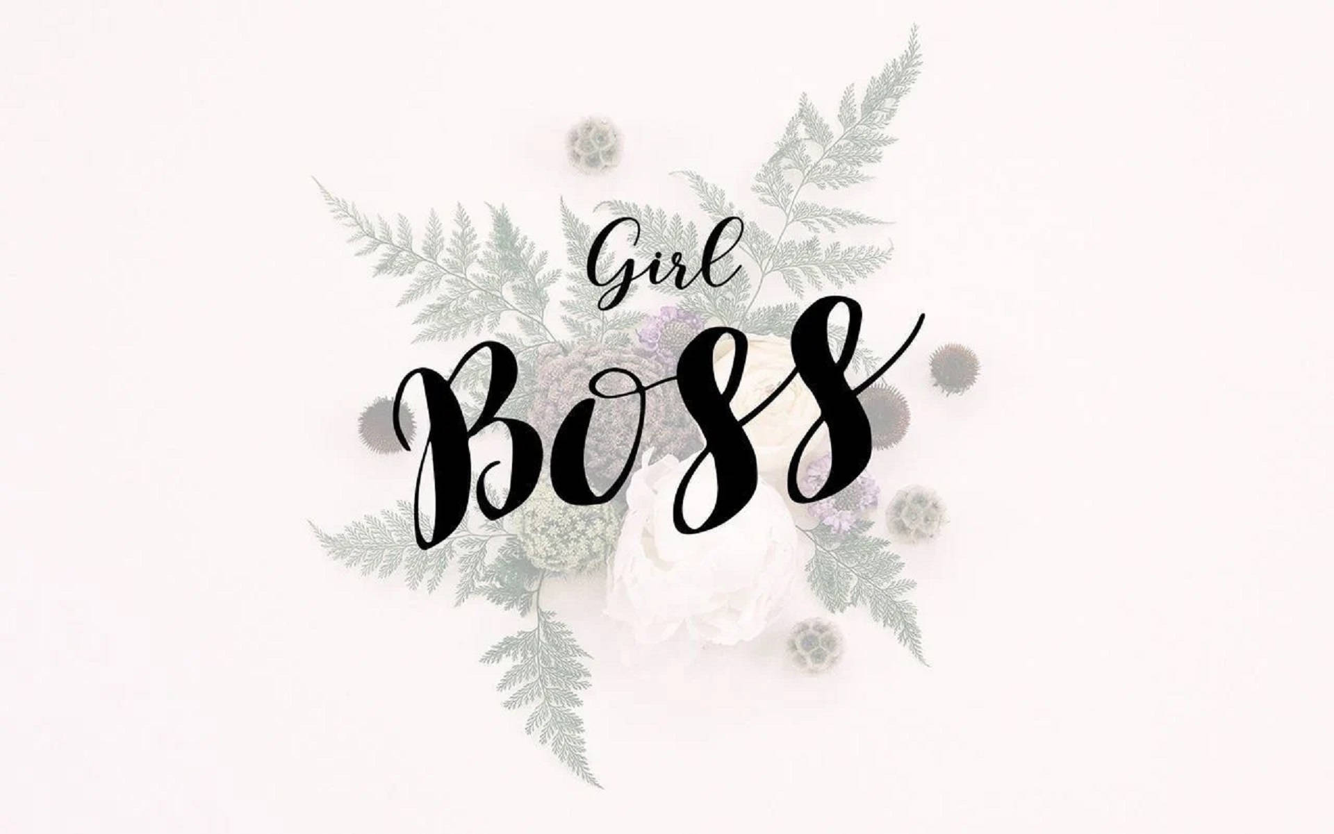 Girl Boss, black script, ferns, Full HD Desktop Wallpaper